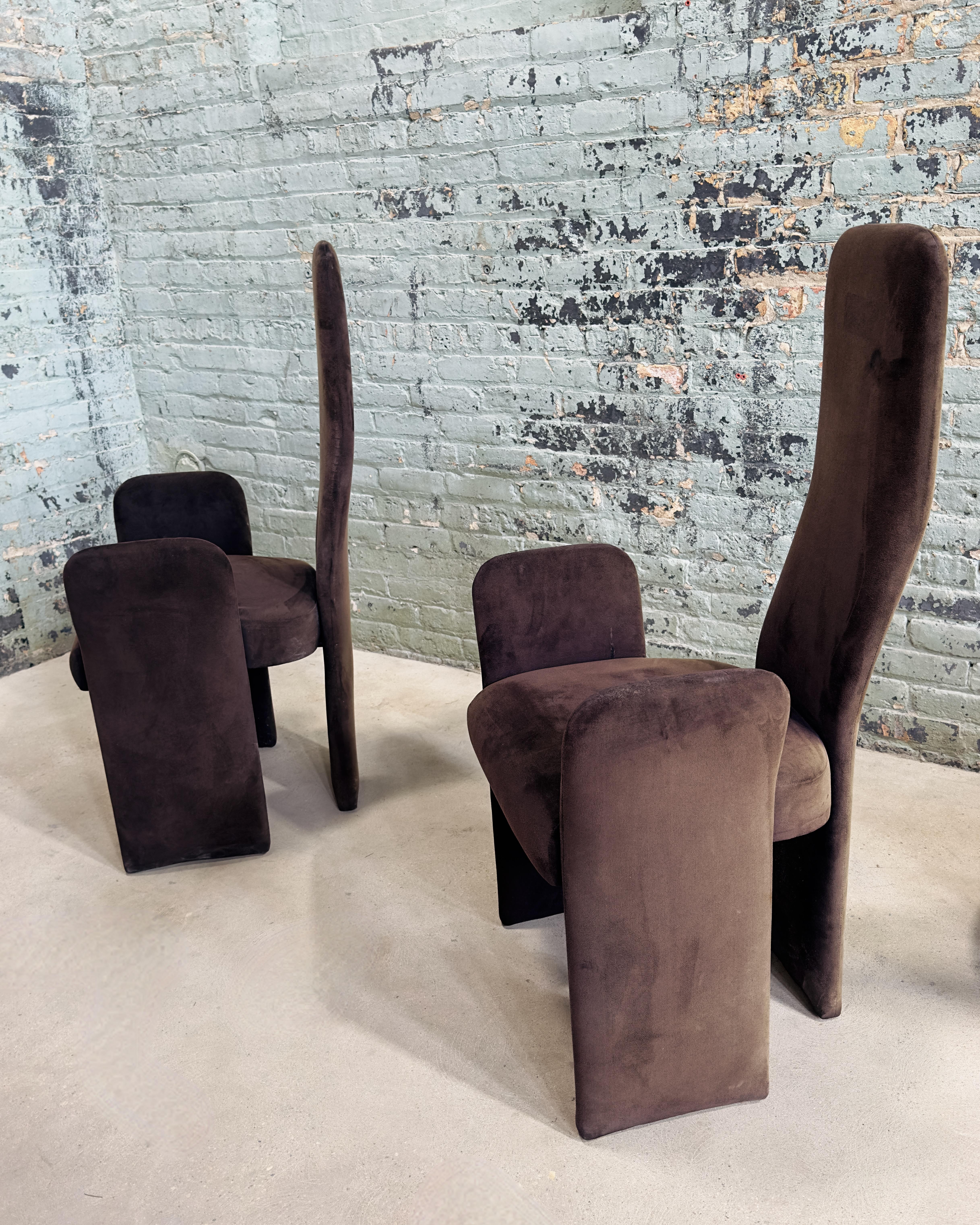 North American Pair Sculptural Post Modern Dining Chairs For Sale