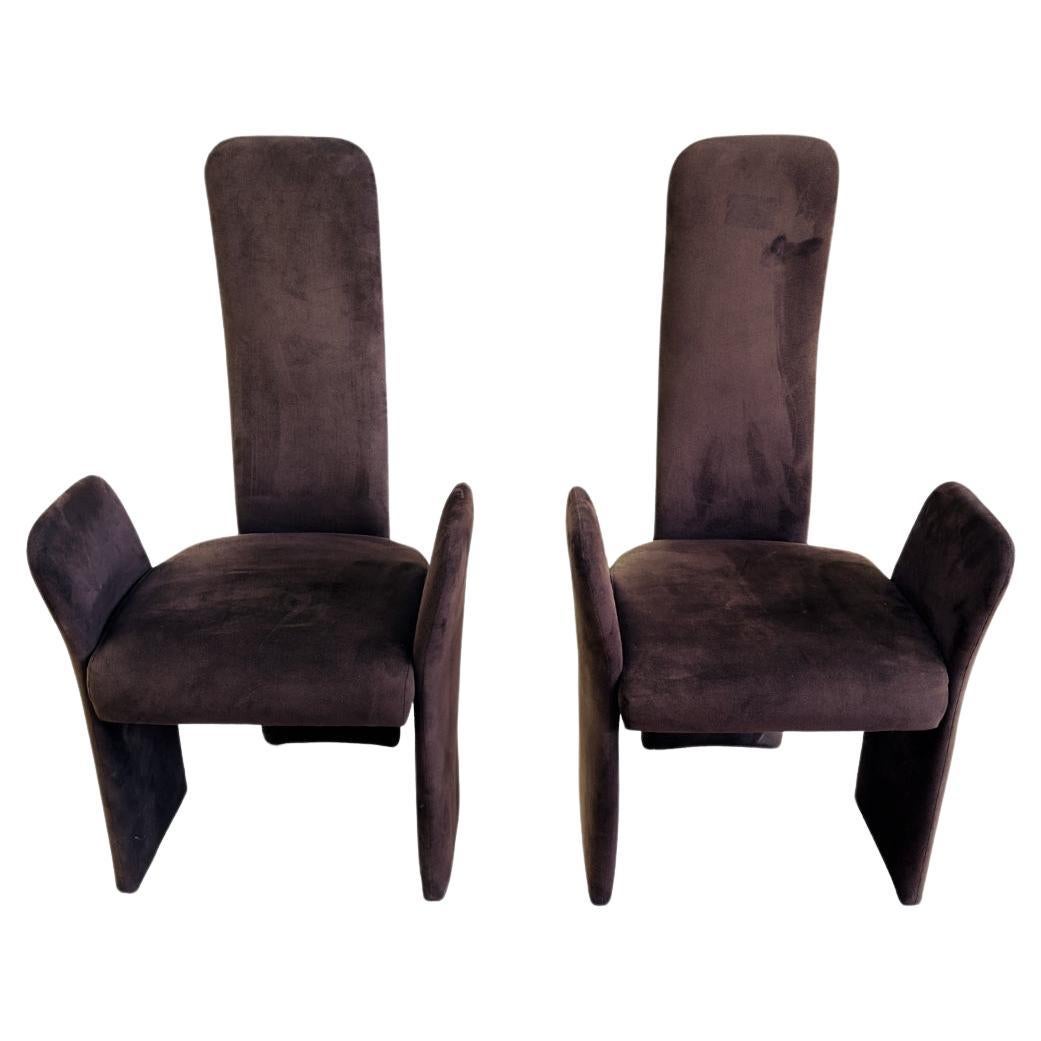 Pair Sculptural Post Modern Dining Chairs For Sale