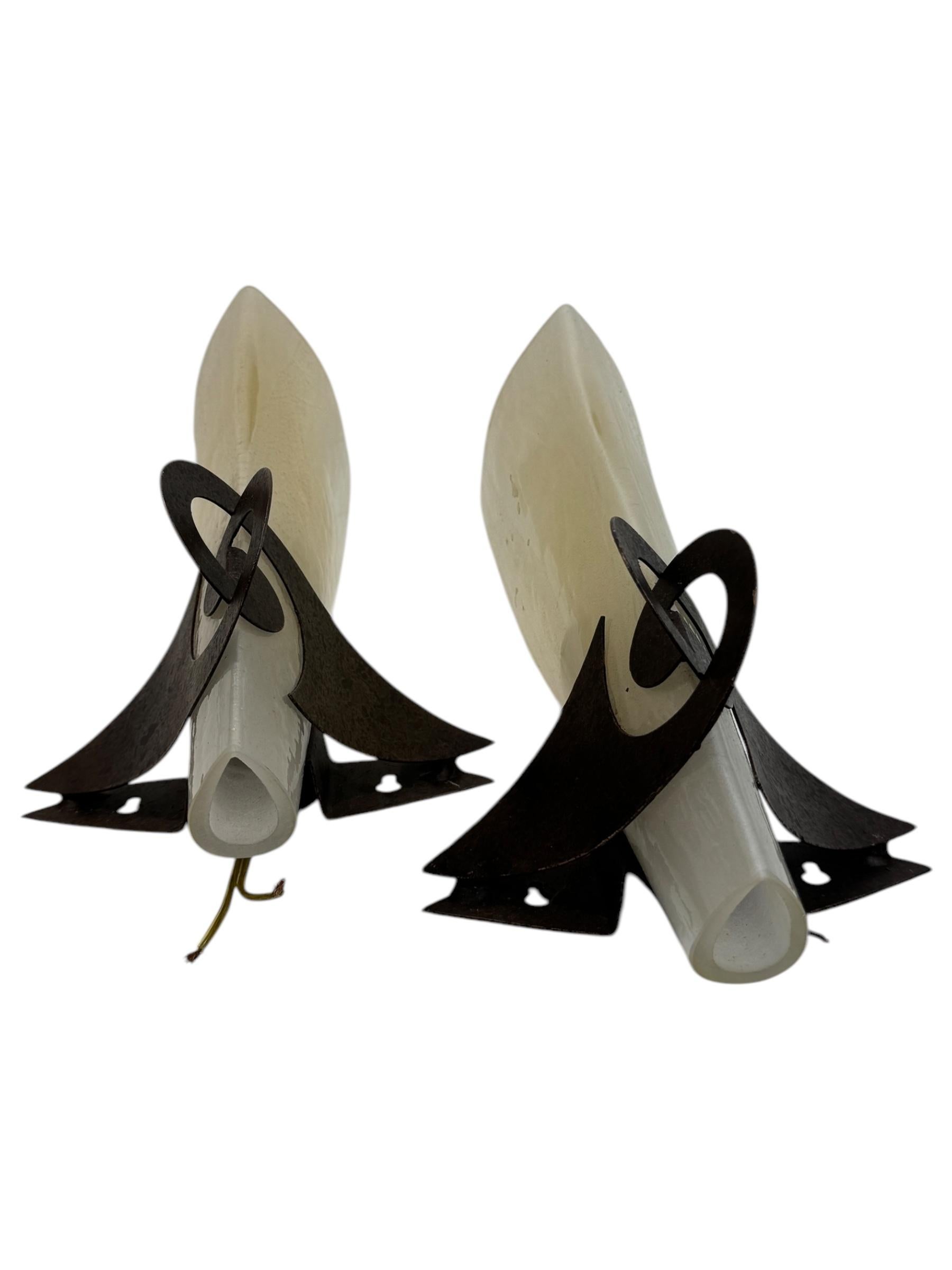 Sergio Terzani Phantom Gold Inclusions Torch Wall Appliques Italie, années 1980 en vente 4