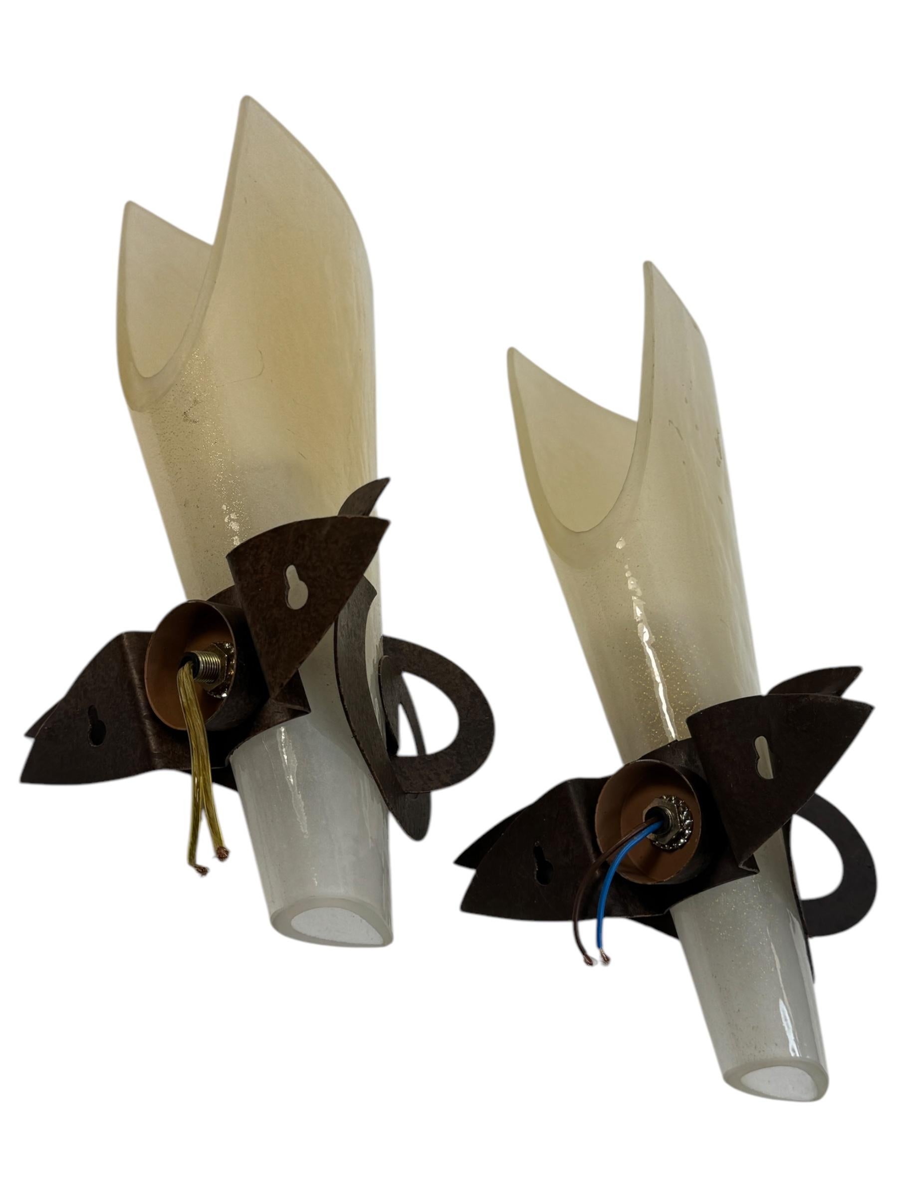 Sergio Terzani Phantom Gold Inclusions Torch Wall Appliques Italie, années 1980 en vente 5