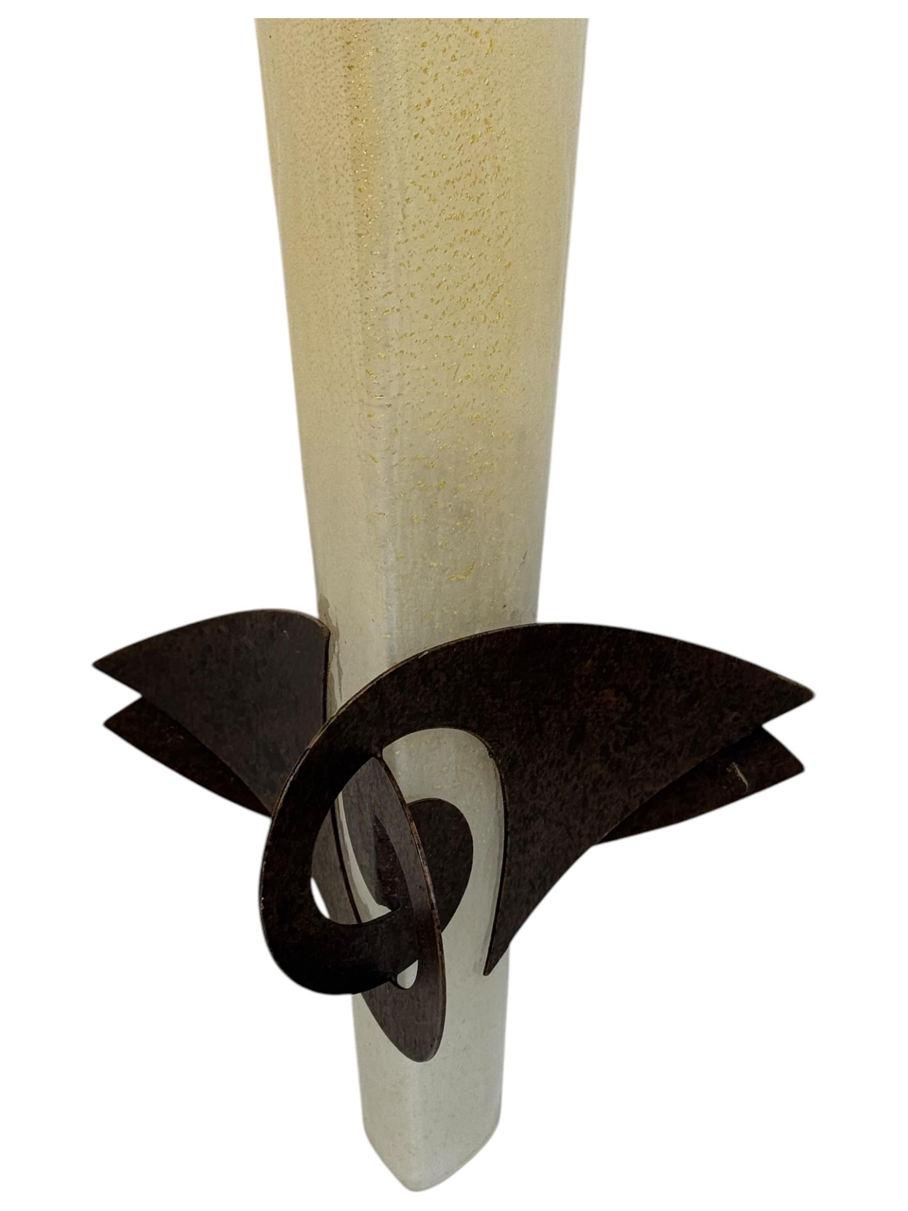 Mid-Century Modern Sergio Terzani Phantom Gold Inclusions Torch Wall Appliques Italie, années 1980 en vente