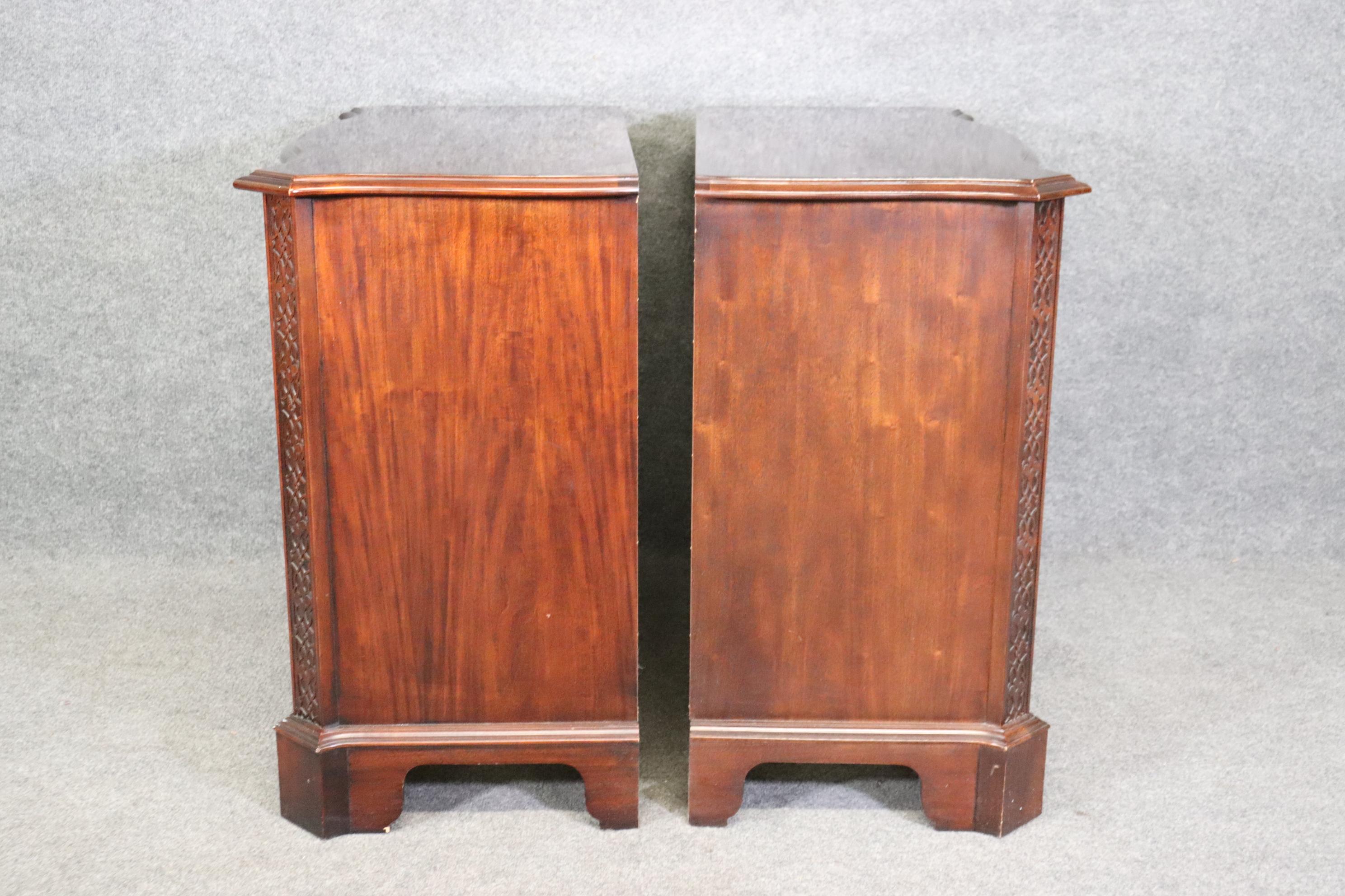 Pair Serpentine Fronted Chippendale Bachelors Chests Nightstands  1