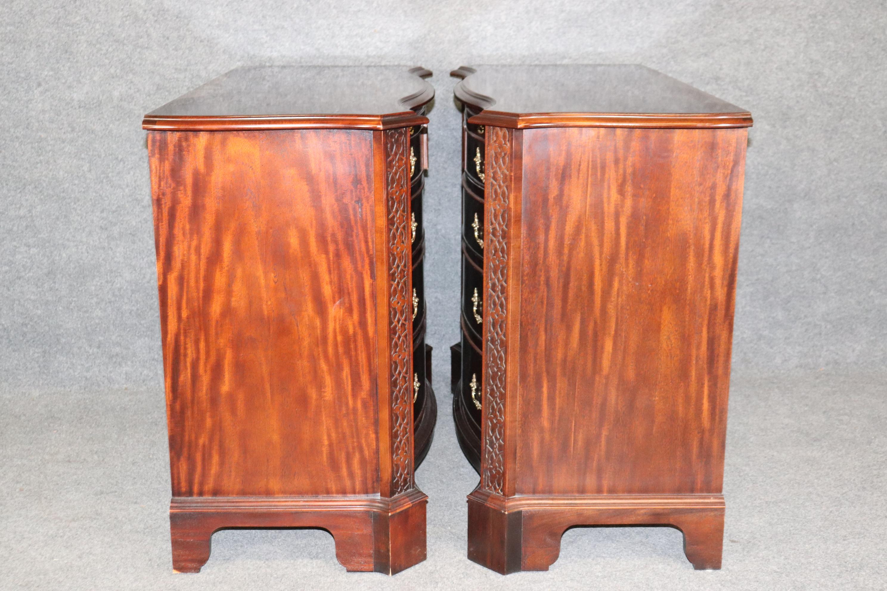 Pair Serpentine Fronted Chippendale Bachelors Chests Nightstands  2