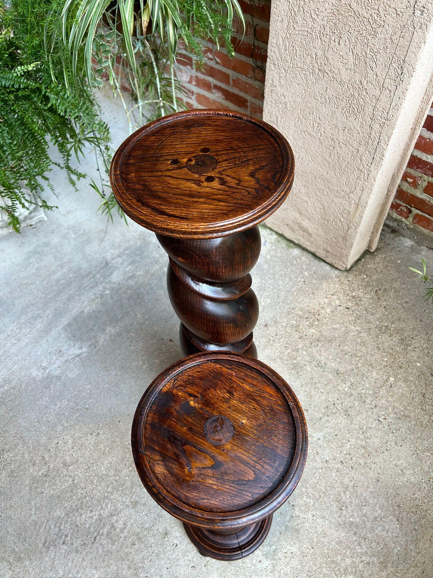 PAAR Satz von 2 Antique French Pedestal Stand BARLEY TWIST Oak LARGE Plant Columns im Angebot 5