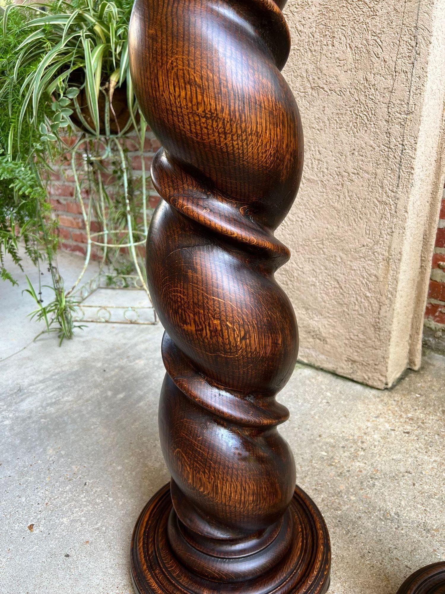 PAAR Satz von 2 Antique French Pedestal Stand BARLEY TWIST Oak LARGE Plant Columns im Angebot 8