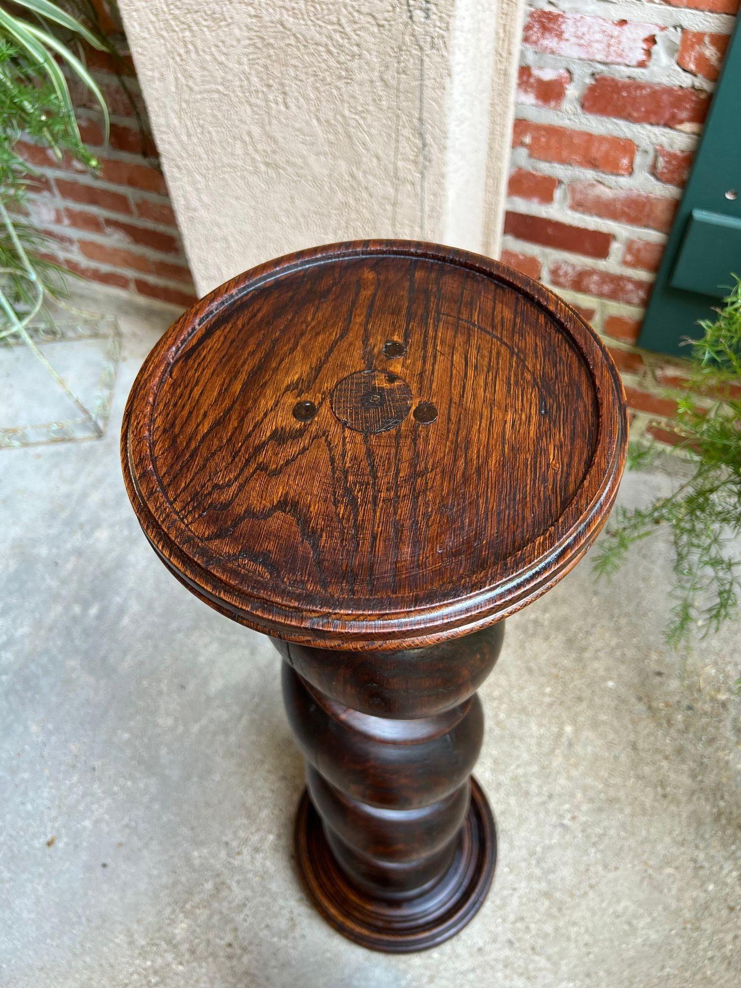 PAAR Satz von 2 Antique French Pedestal Stand BARLEY TWIST Oak LARGE Plant Columns im Angebot 11