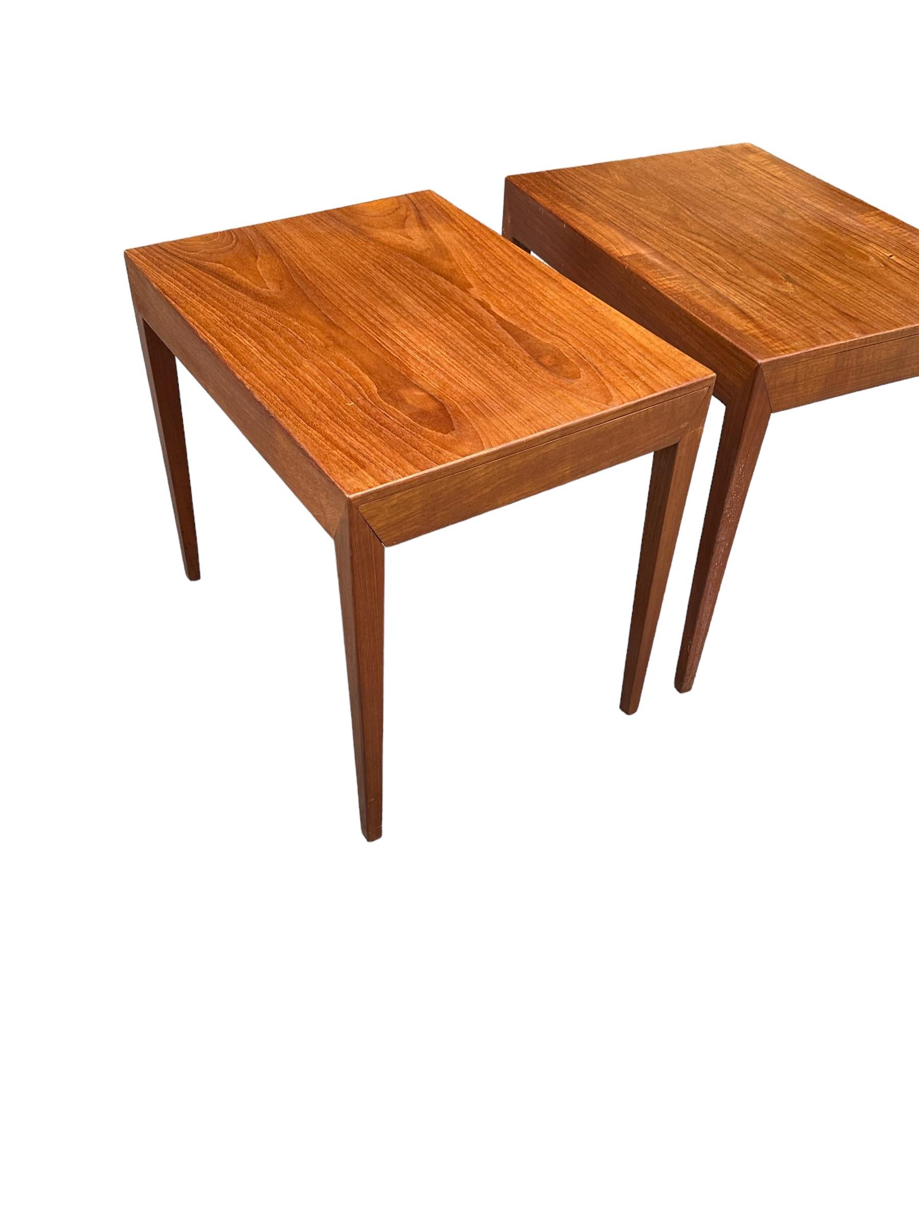 Pair Severin Hansen Jr for Haslev End Tables/Nightstands with Single Drawer 3