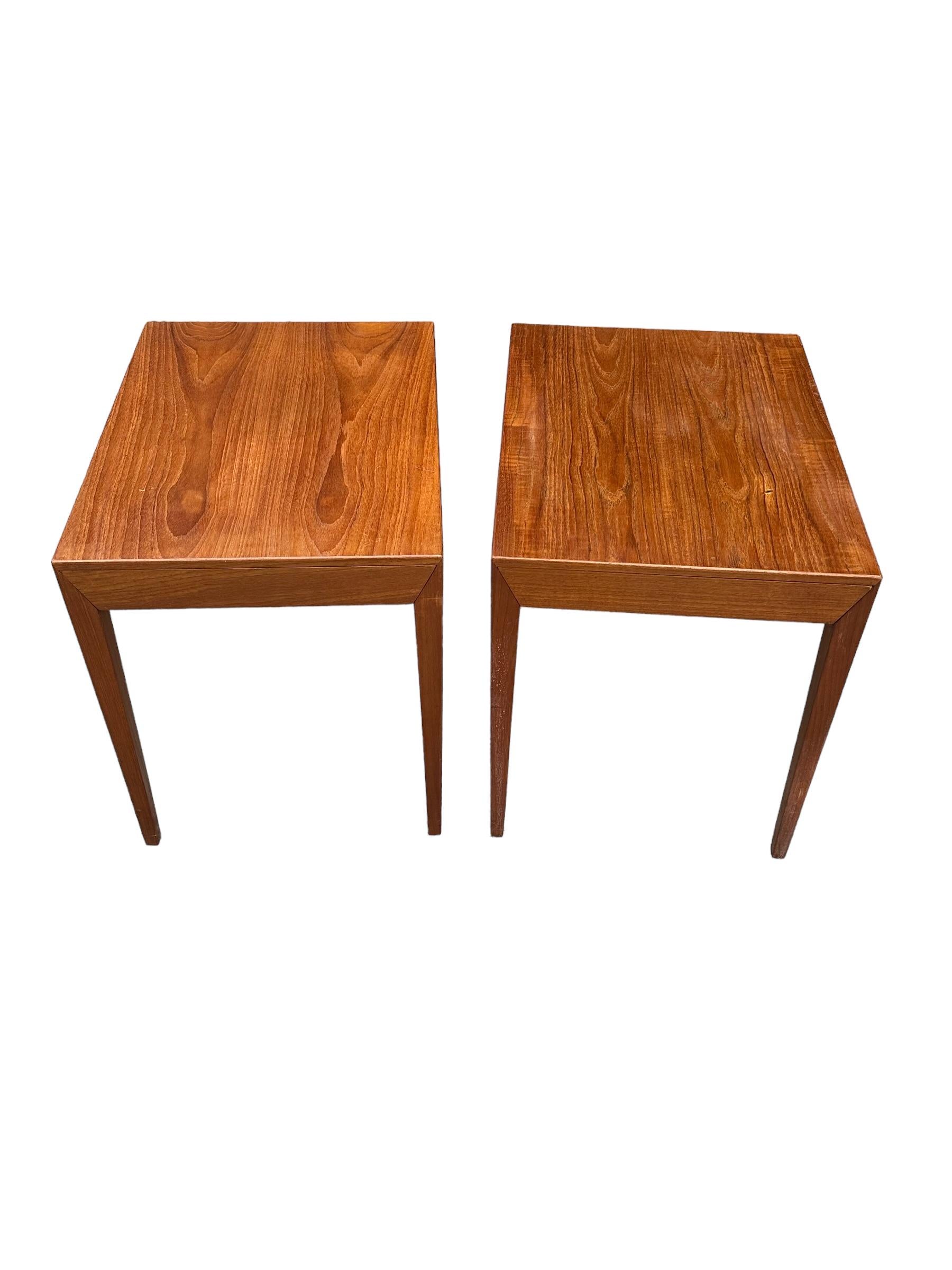 Pair Severin Hansen Jr for Haslev End Tables/Nightstands with Single Drawer 4