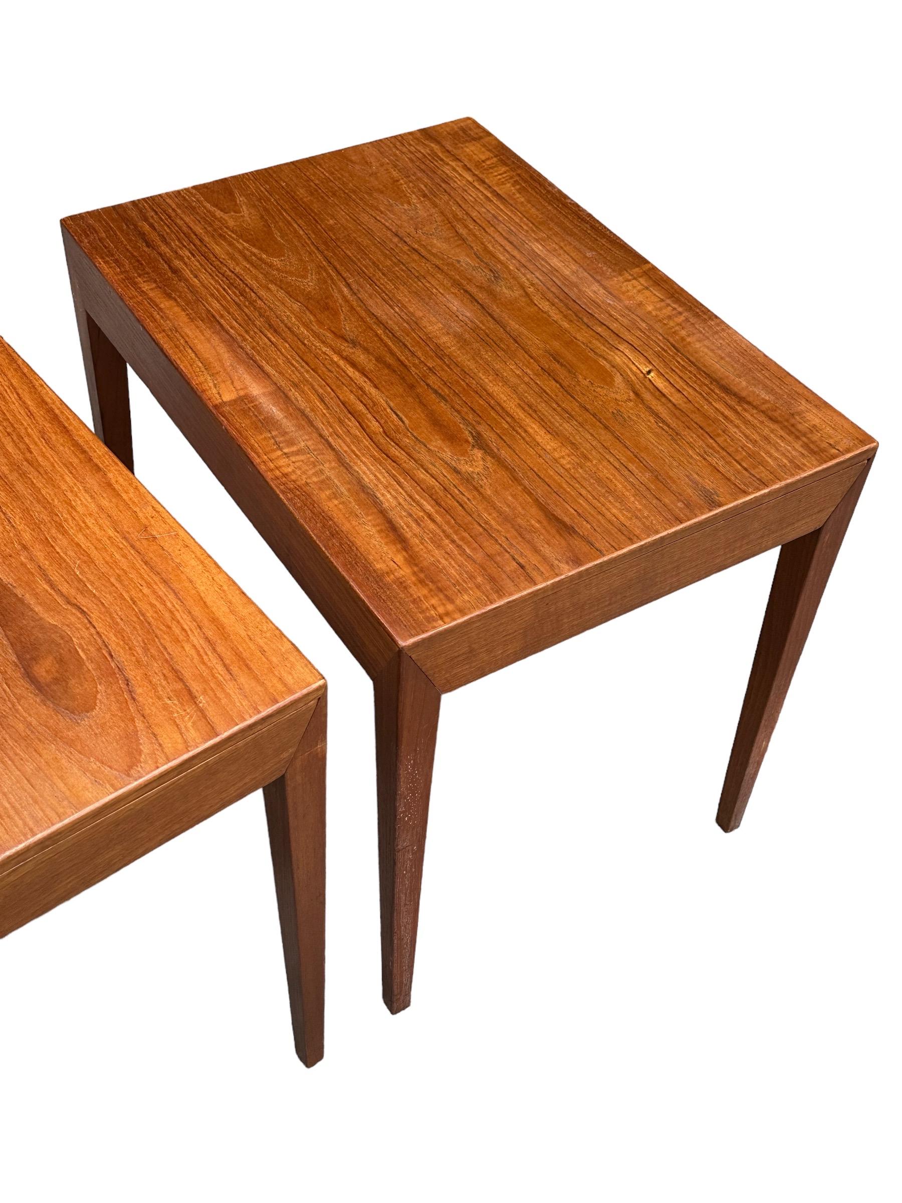 20th Century Pair Severin Hansen Jr for Haslev End Tables/Nightstands with Single Drawer
