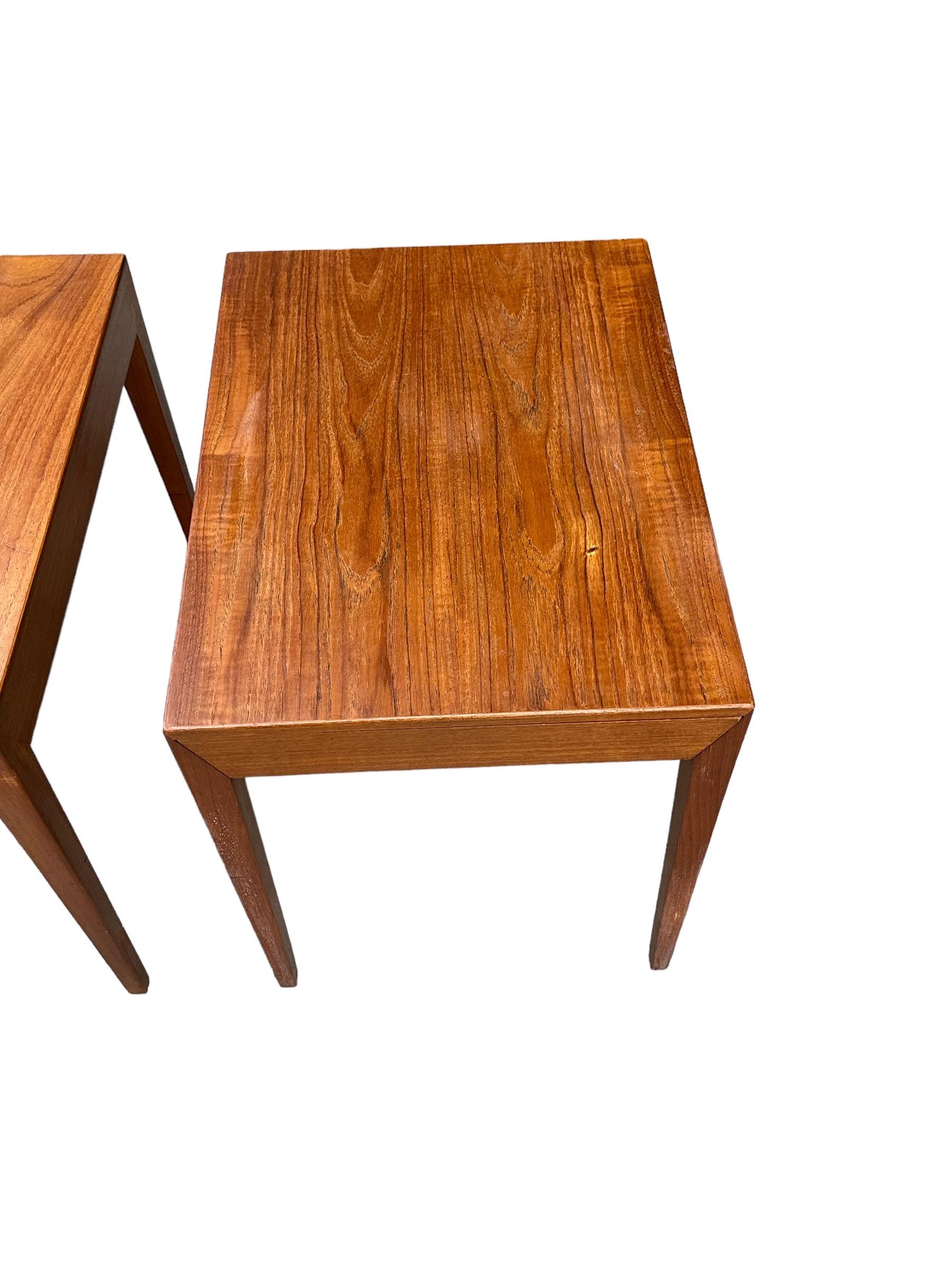 Pair Severin Hansen Jr for Haslev End Tables/Nightstands with Single Drawer 2