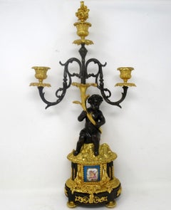 Pair Sèvres Porcelain Ormolu Gilt Bronze Celeste Blue Candelabra Candlesticks