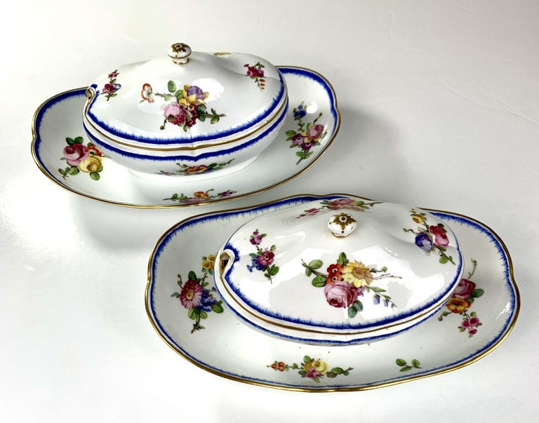 Why We Love It!
The flowers are so beautiful!
Sèvres has been called the most important French porcelain manufacturer. We are delighted to offer for sale this exquisite Sèvres soft-paste porcelain pair of tureens made 1773-1782. Decorated with