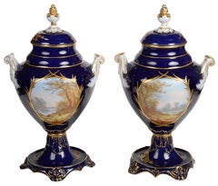 Pair of Sevres Style Lidded Vases