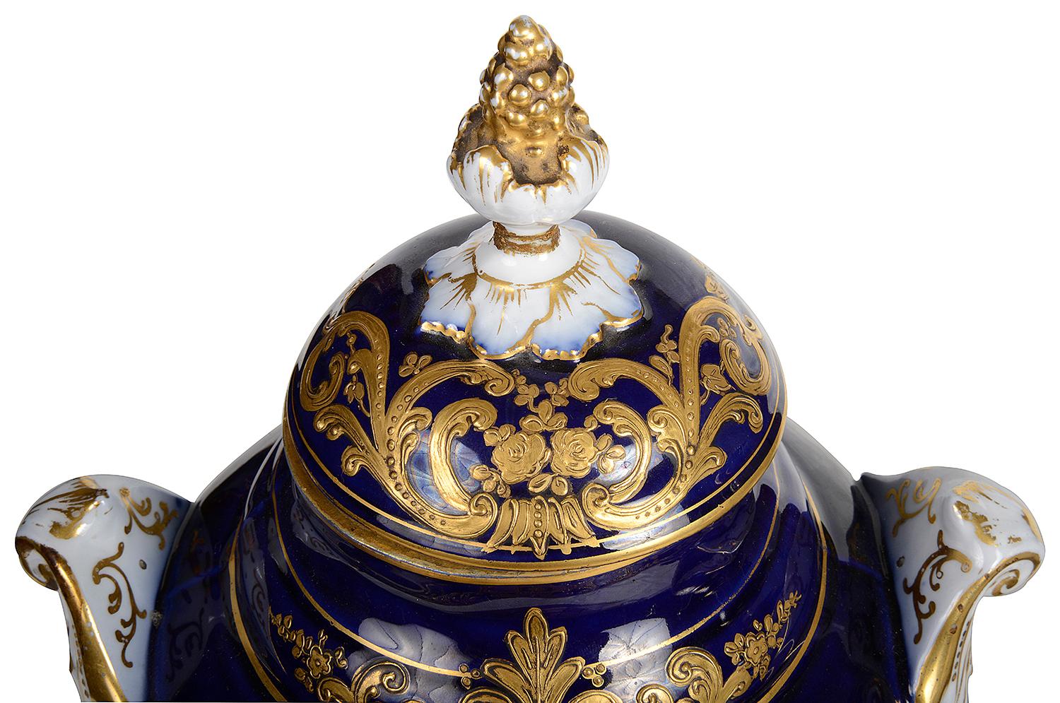 Louis XVI Pair of Sevres Style Lidded Vases For Sale