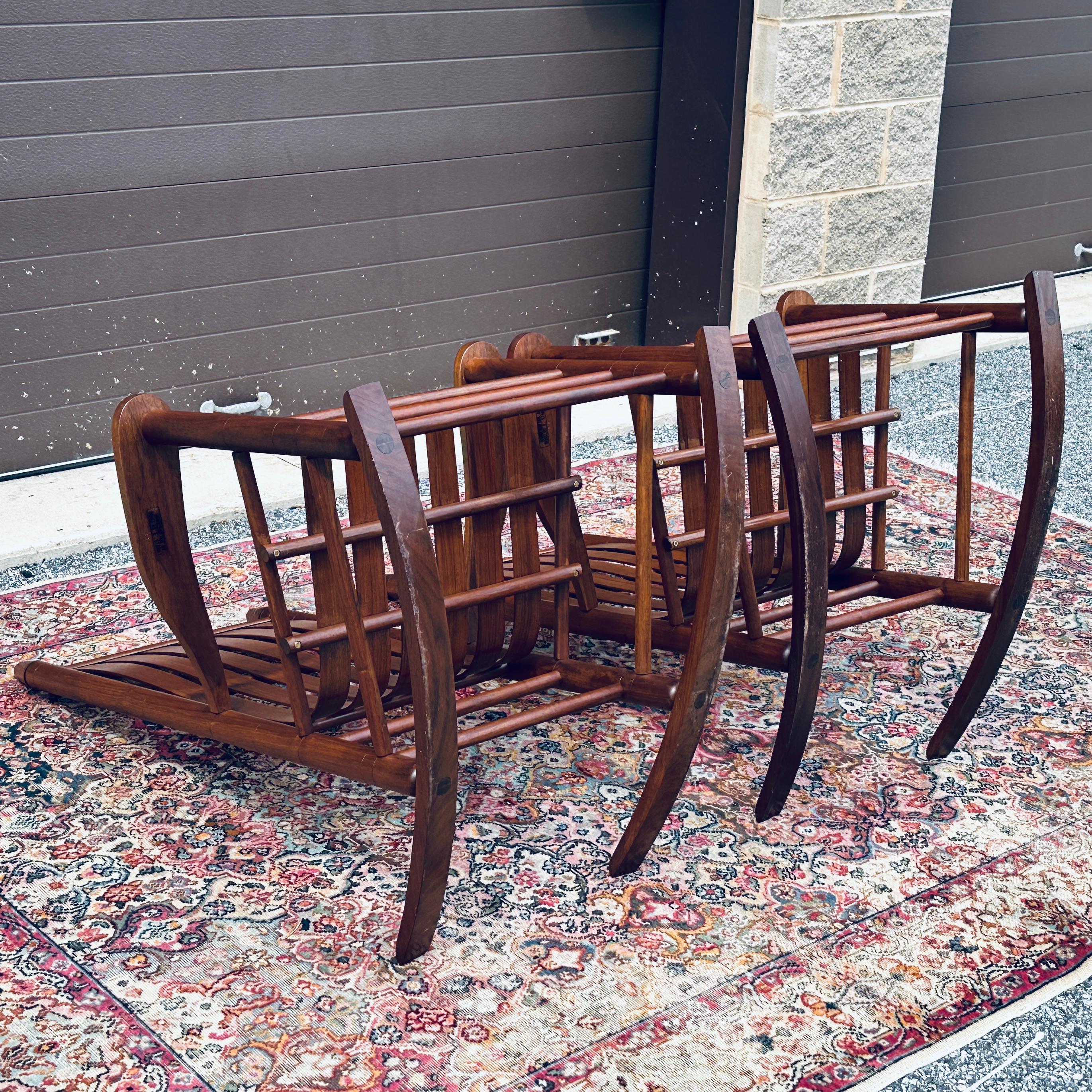 Pair Shaker Style Solid Walnut Bench Made Rocking Chairs 5
