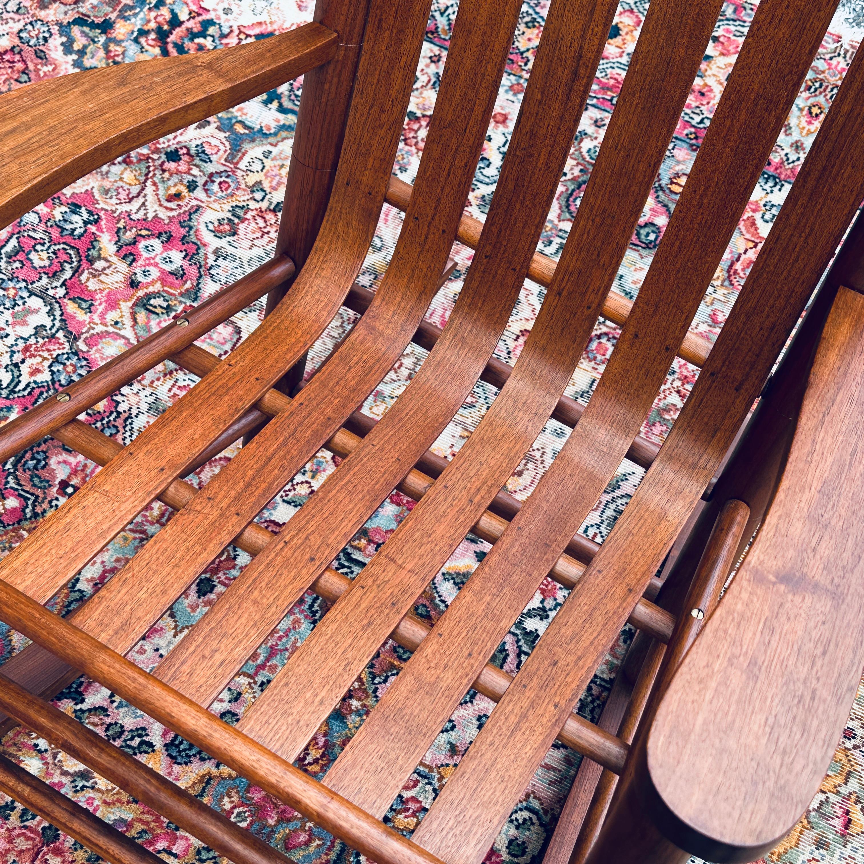 Contemporary Pair Shaker Style Solid Walnut Bench Made Rocking Chairs