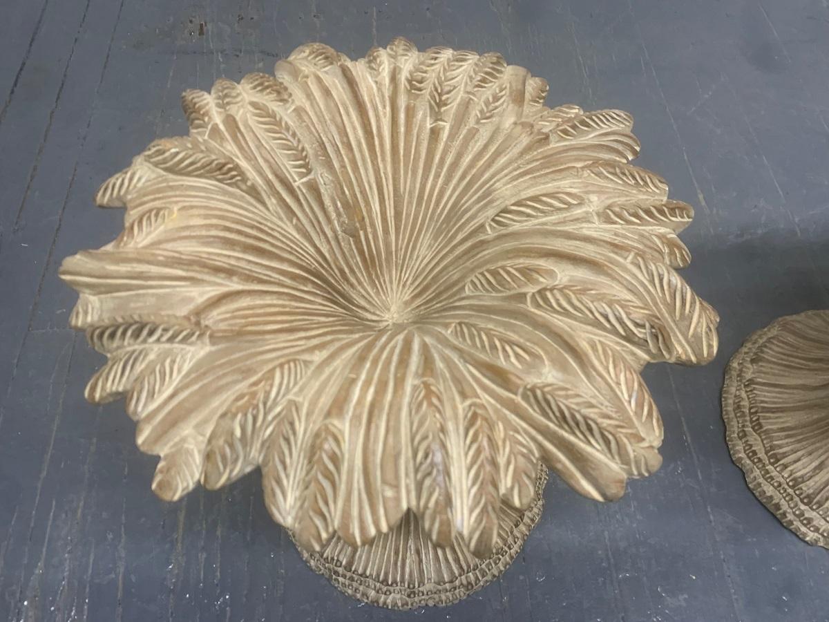 Pair of Sheaf of Wheat Wood and Glass Top Side Tables In Good Condition For Sale In New York, NY