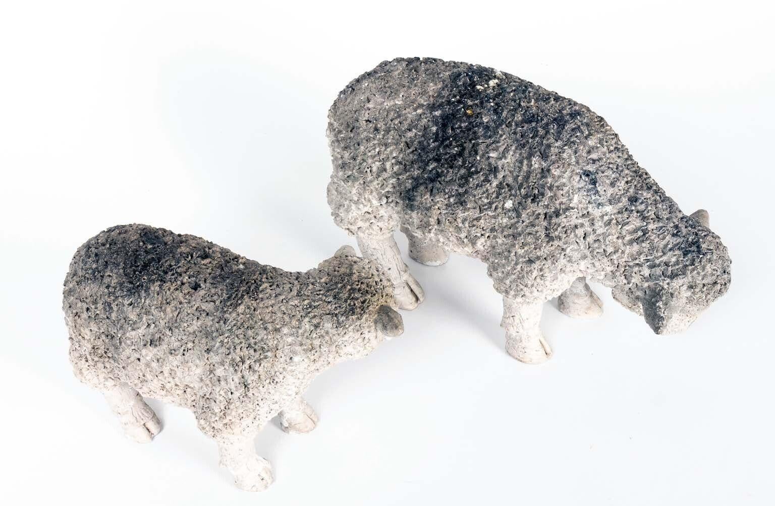 Concrete Pair Sheep Tabletop Accessory, English 20th Century For Sale