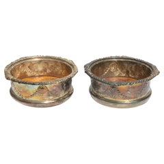 Par de posavasos de plata de Sheffield Siglo XIX Inglés
