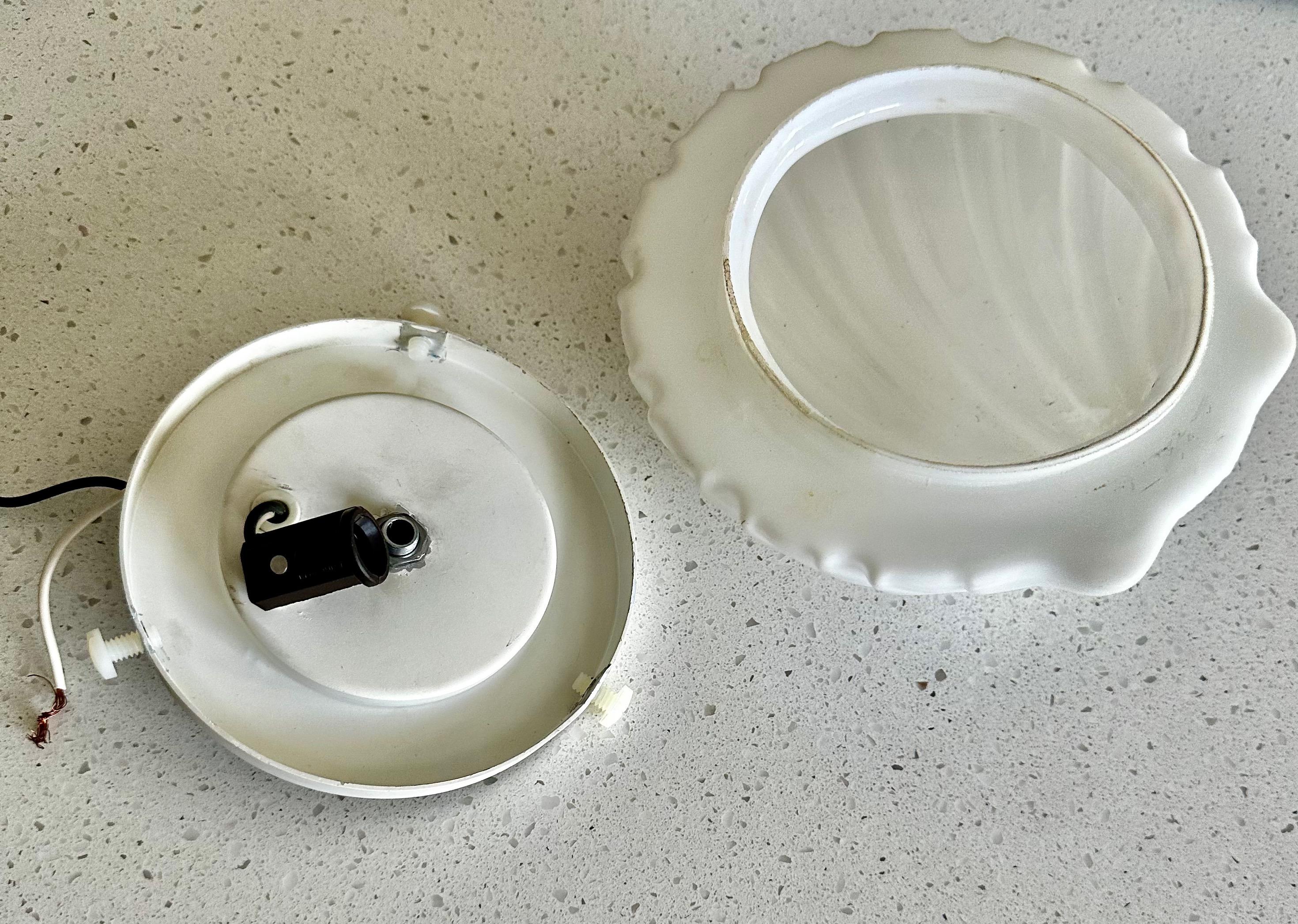 Pair Shell Shaped Opaline Glass Wall Sconce, by Limburg, 1960s Germany For Sale 9