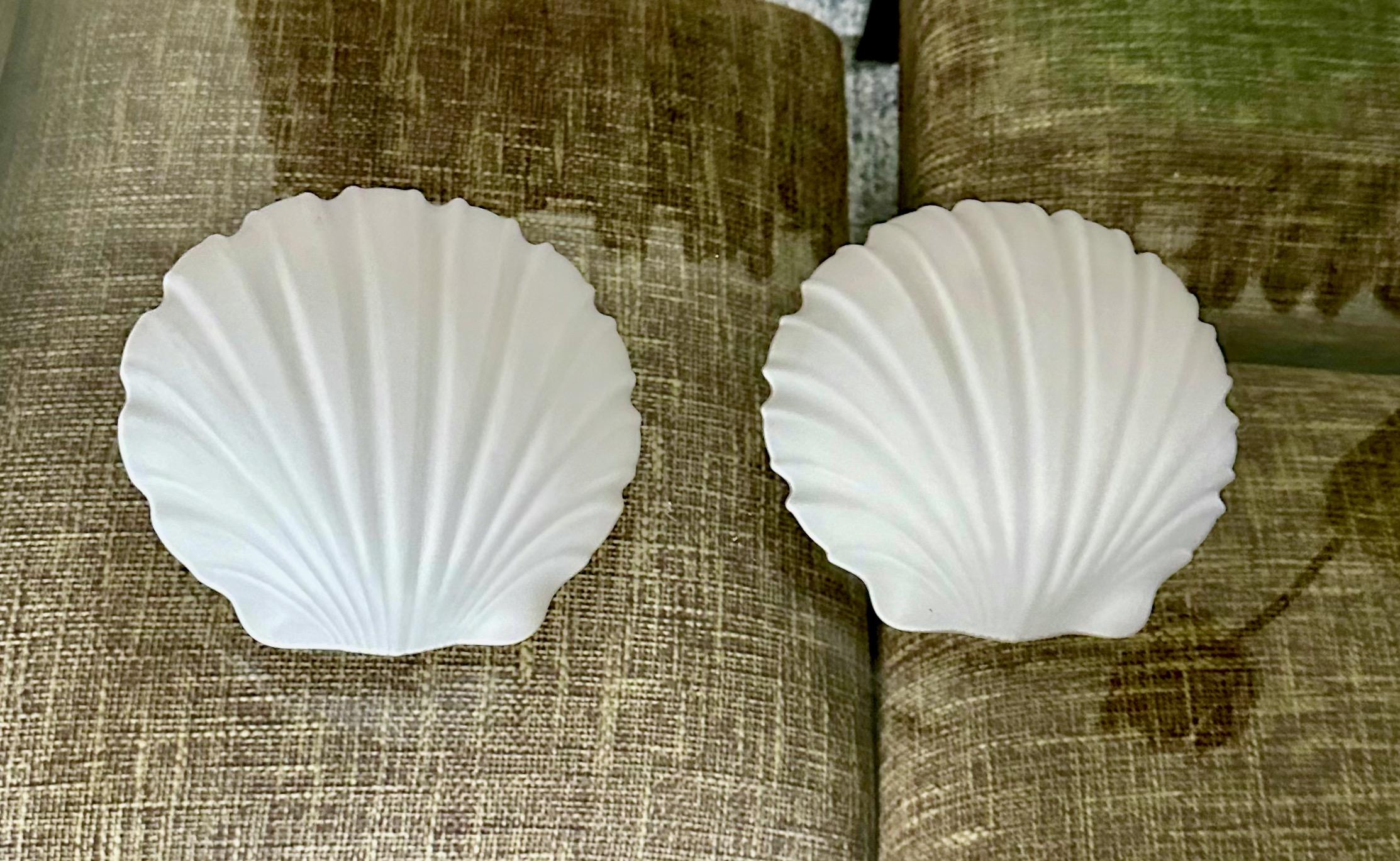 Mid-20th Century Pair Shell Shaped Opaline Glass Wall Sconce, by Limburg, 1960s Germany For Sale