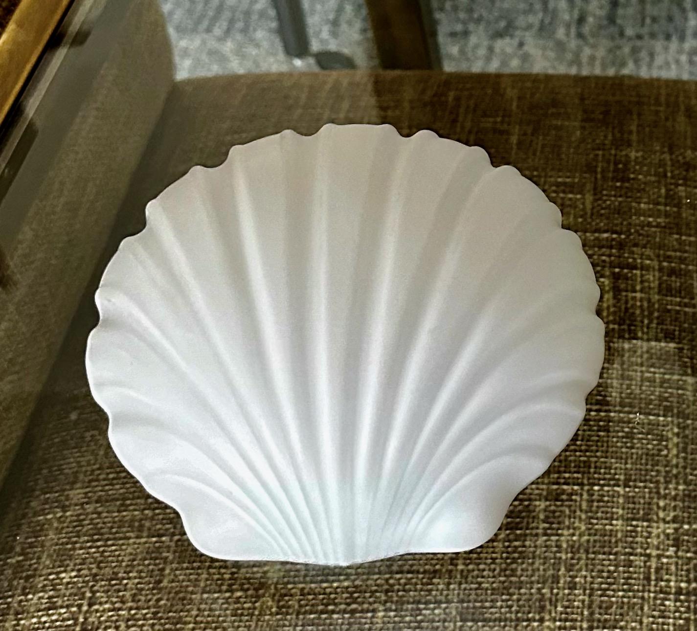Pair Shell Shaped Opaline Glass Wall Sconce, by Limburg, 1960s Germany For Sale 1