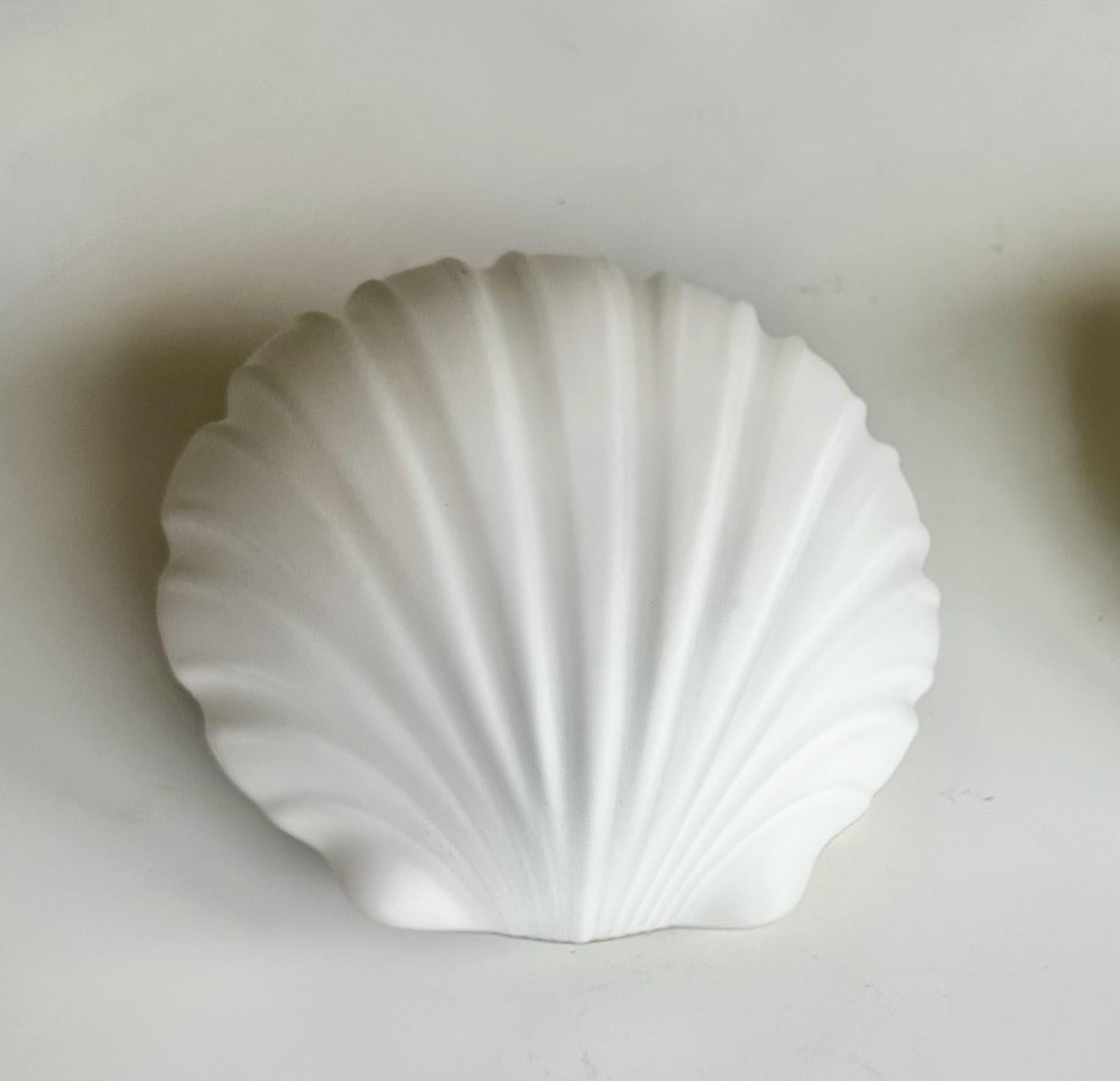 Pair Shell Shaped Opaline Glass Wall Sconce, by Limburg, 1960s Germany For Sale 4