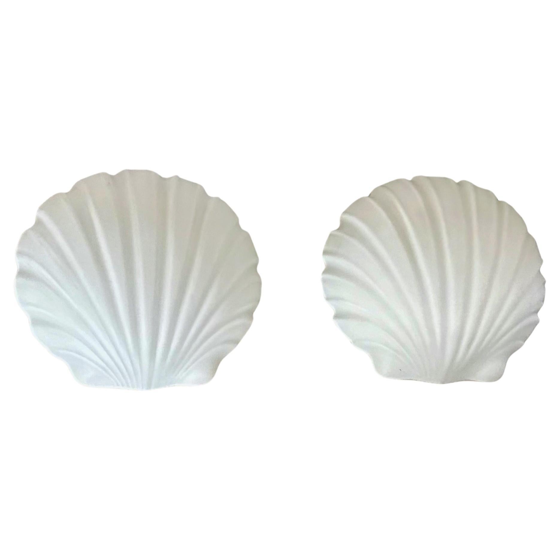 Pair Shell Shaped Opaline Glass Wall Sconce, by Limburg, 1960s Germany For Sale