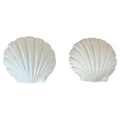 Pair Shell Shaped Opaline Glass Wall Sconce, by Limburg, 1960s Germany