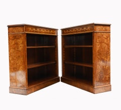 Pair Sheraton Bookcases - Walnut Low Open Front Bookcase Bespoke