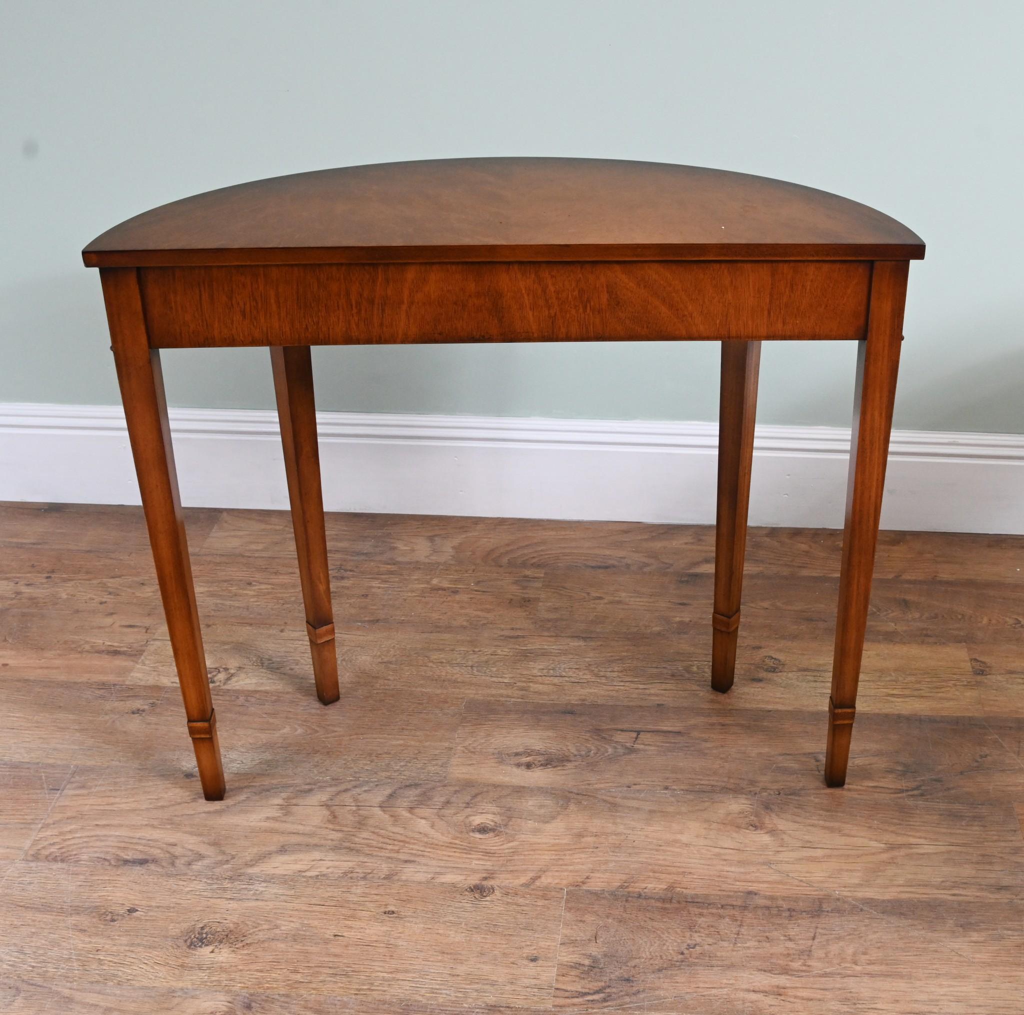 Woodwork Pair Sheraton Console Tables Demi Lune Walnut Regency For Sale