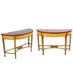 Pair of Sheraton Influenced Console Tables, 19th Century