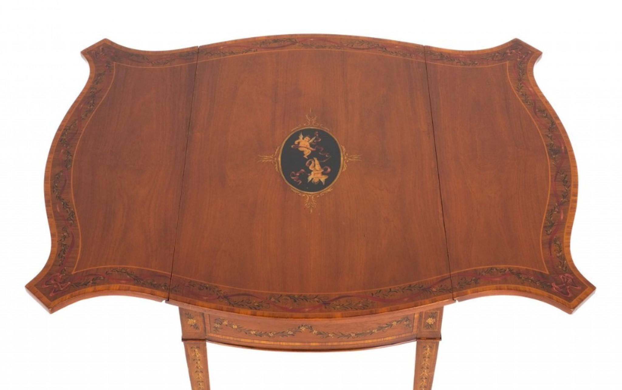 Coppia Tavoli Sheraton Pembroke Dipinti Antiquariato in vendita 1