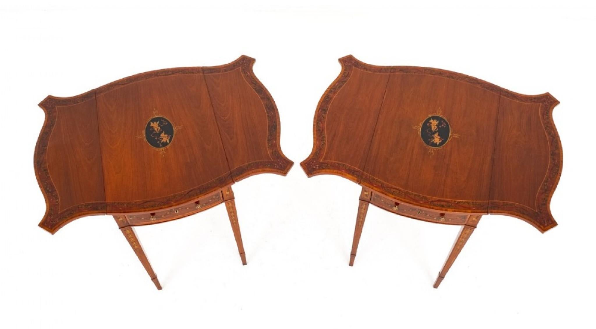 Coppia Tavoli Sheraton Pembroke Dipinti Antiquariato in vendita 4