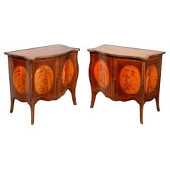 Pair Sheraton Revival Serpentine Commodes, circa 1920