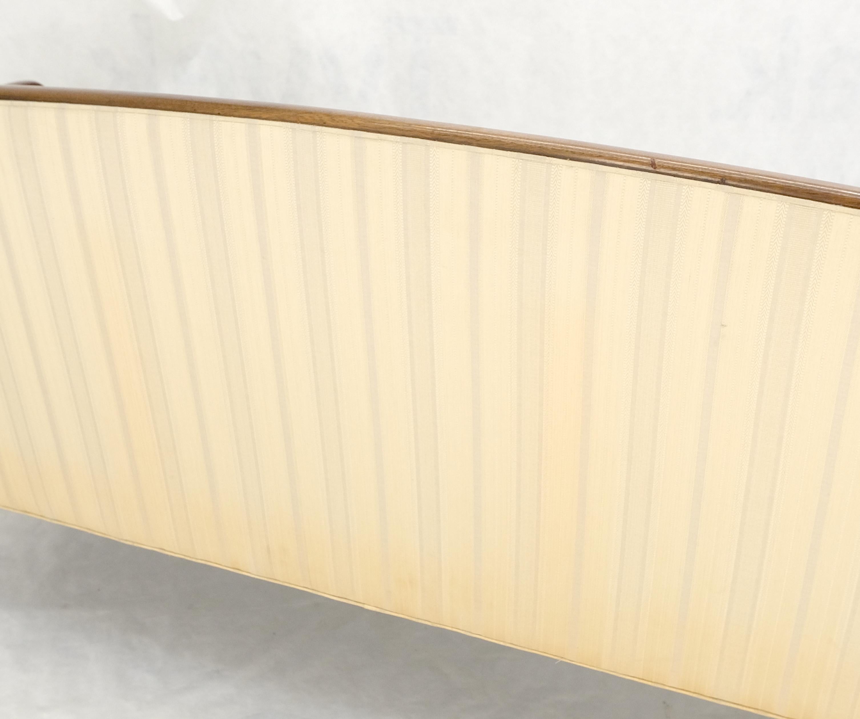 Pair Sheraton Style Mahogany Burl Inlayed Frames Striped Upholstery Sofas MINT! 2