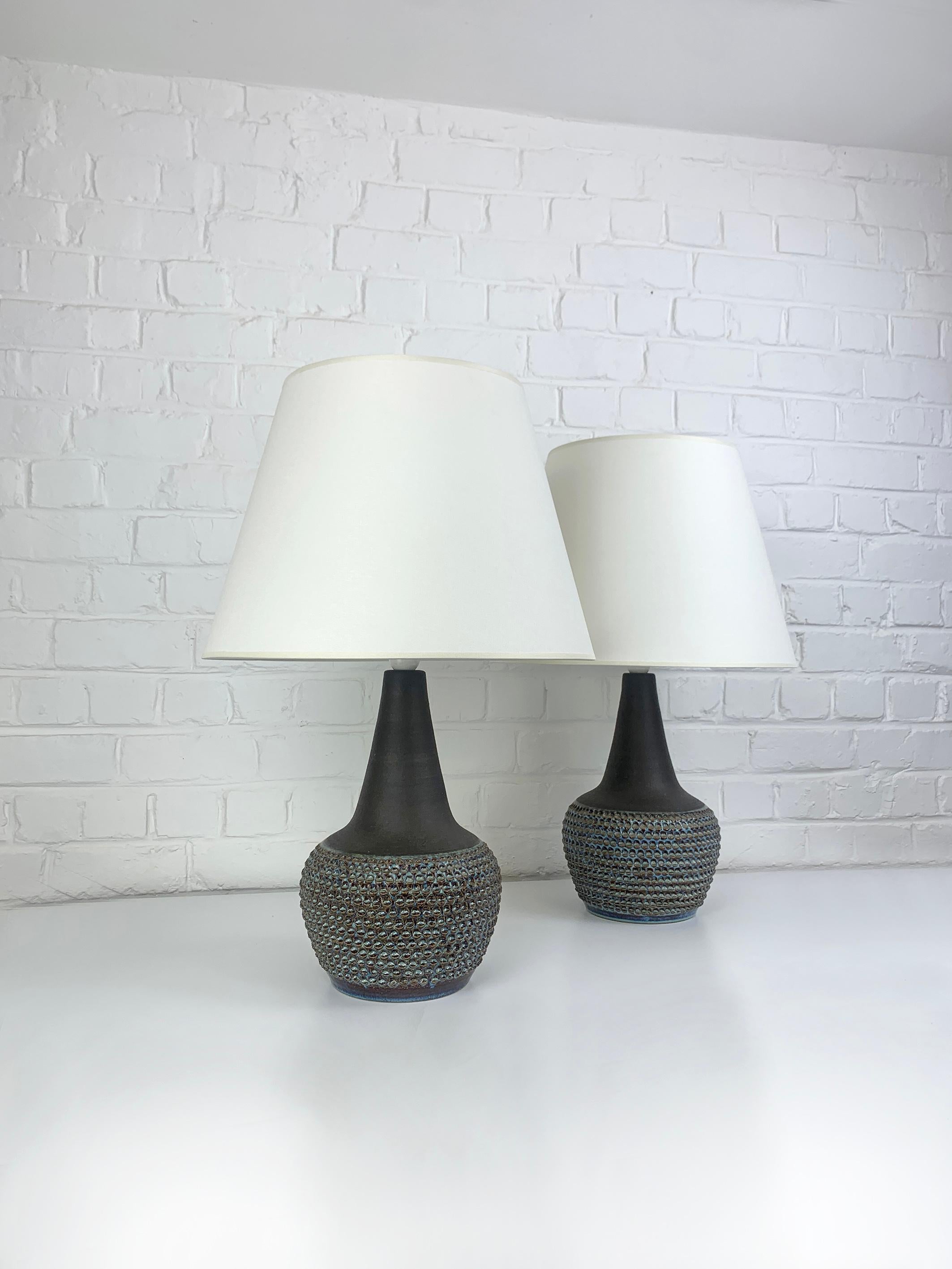 Vernissé Paire de lampes de table modernistes en grès Søholm Stentøj Einar Johansen Danemark 1960 en vente