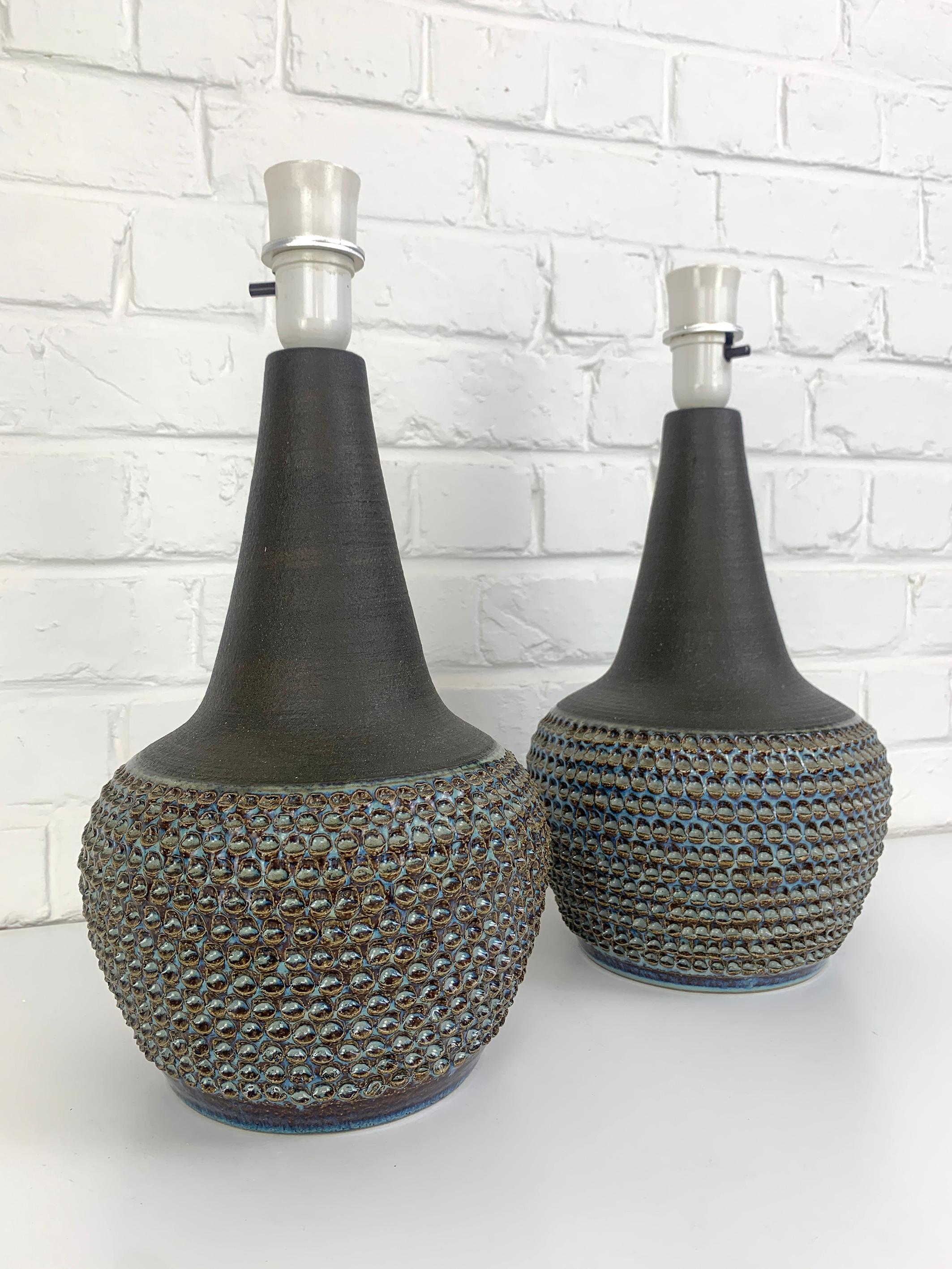 20ième siècle Paire de lampes de table modernistes en grès Søholm Stentøj Einar Johansen Danemark 1960 en vente