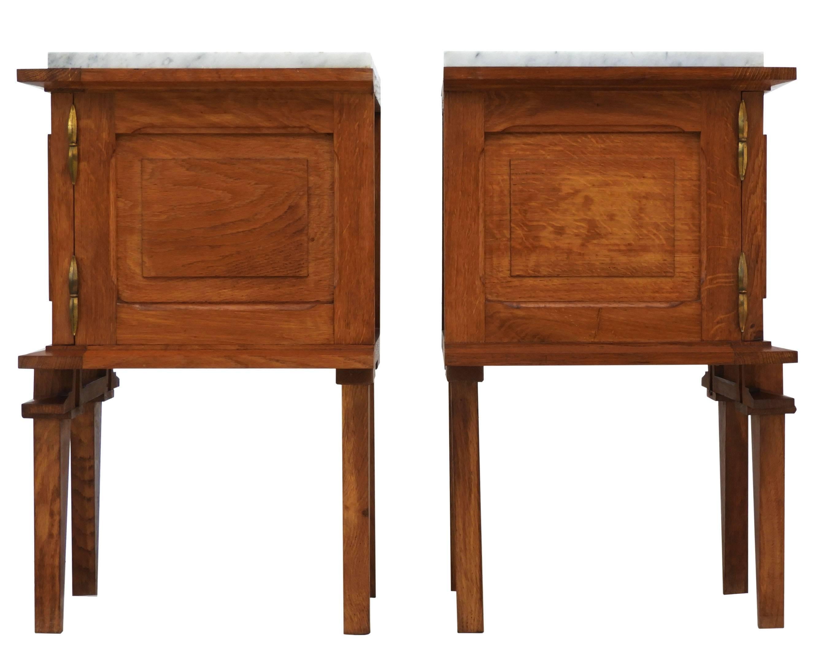 Gilt Pair of Side Cabinets Midcentury Nightstands Bedside Tables French, circa 1950