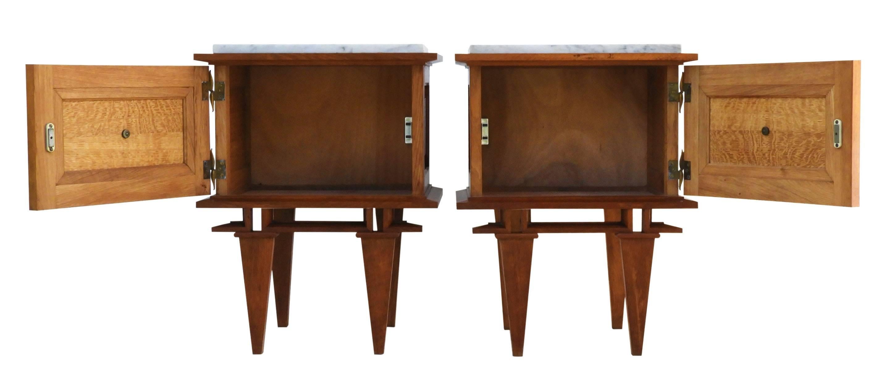 Pair of Side Cabinets Midcentury Nightstands Bedside Tables French, circa 1950 In Good Condition In Mimizan, FR