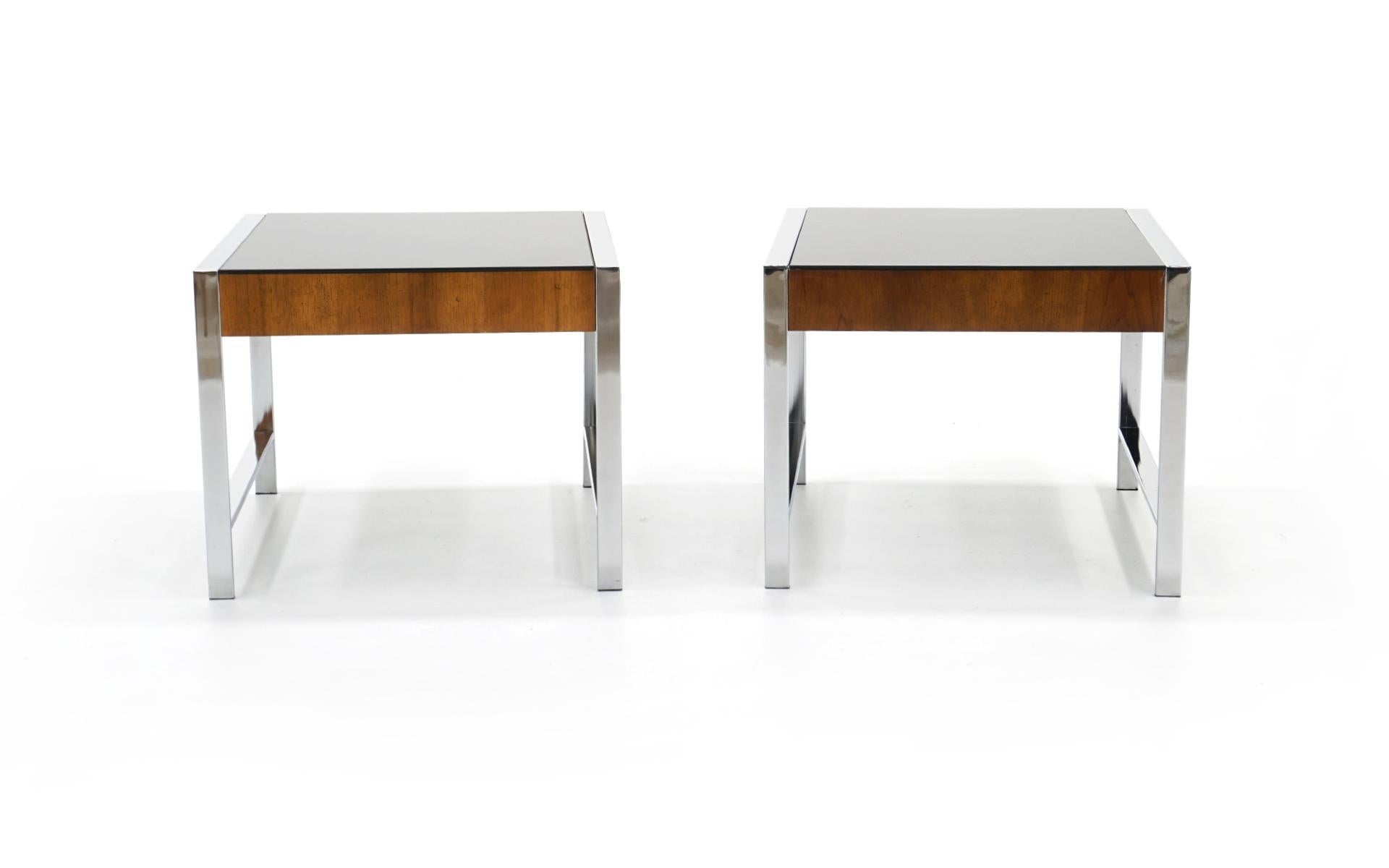 chrome and glass end tables