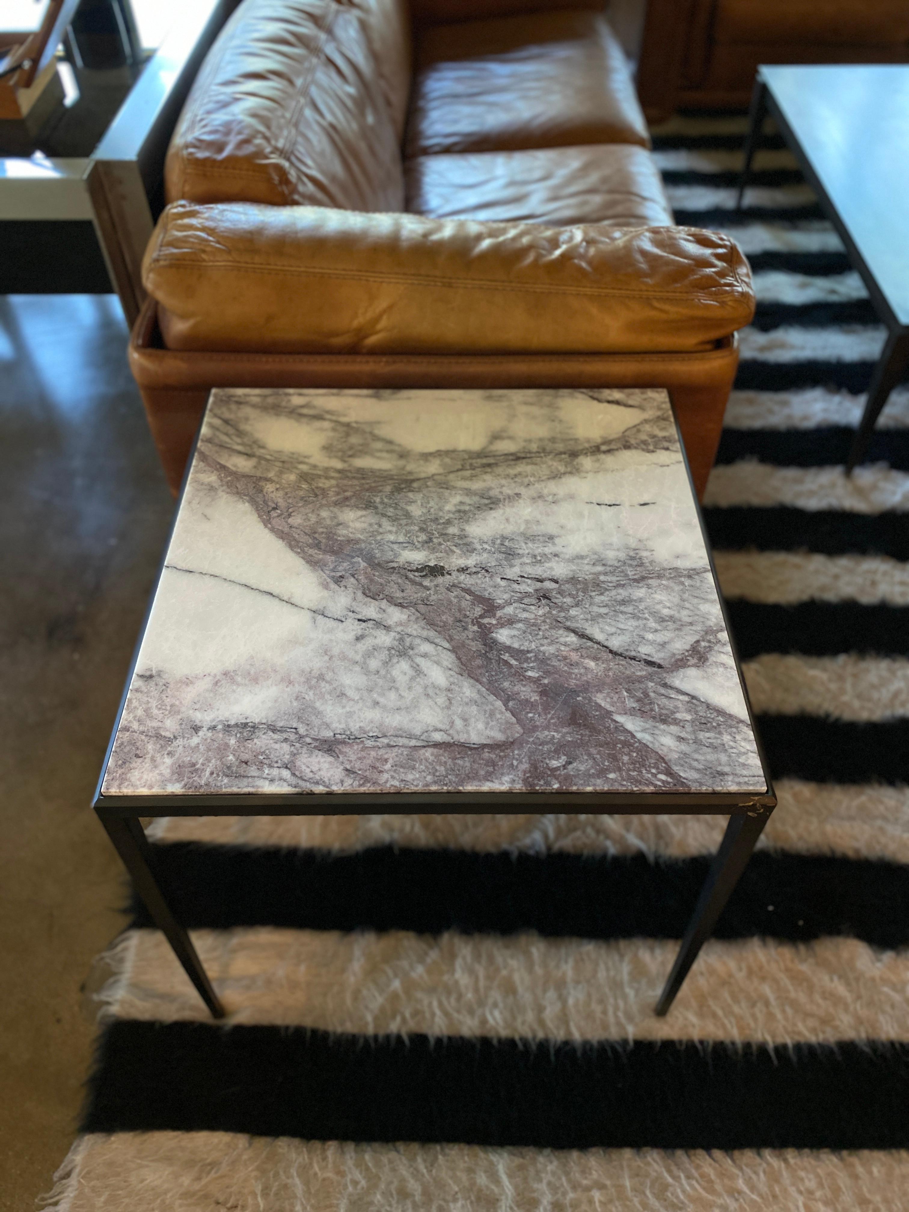 20th Century Pair of Side Tables with Lavender / Gray Marble and 