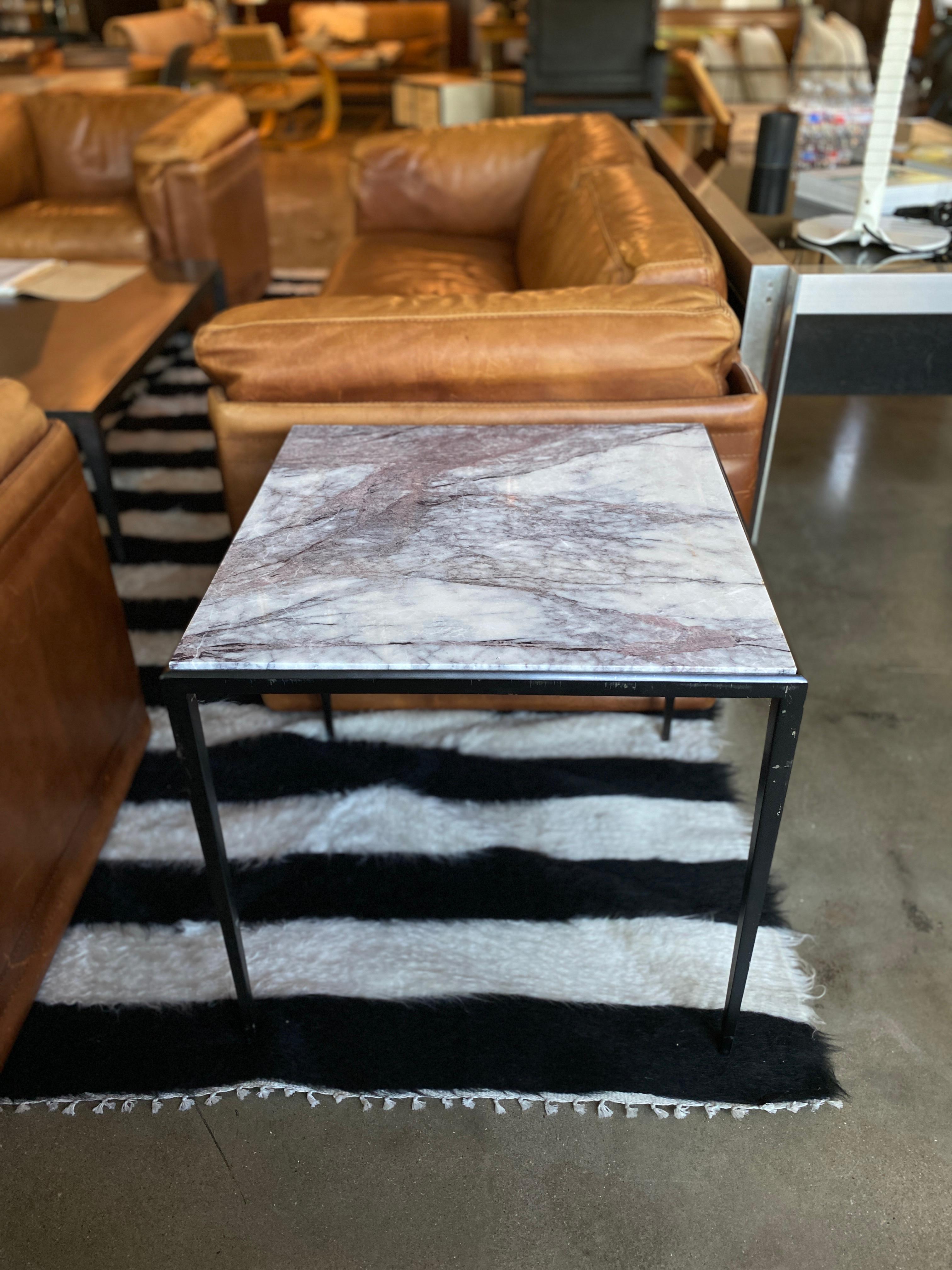 Pair of Side Tables with Lavender / Gray Marble and 