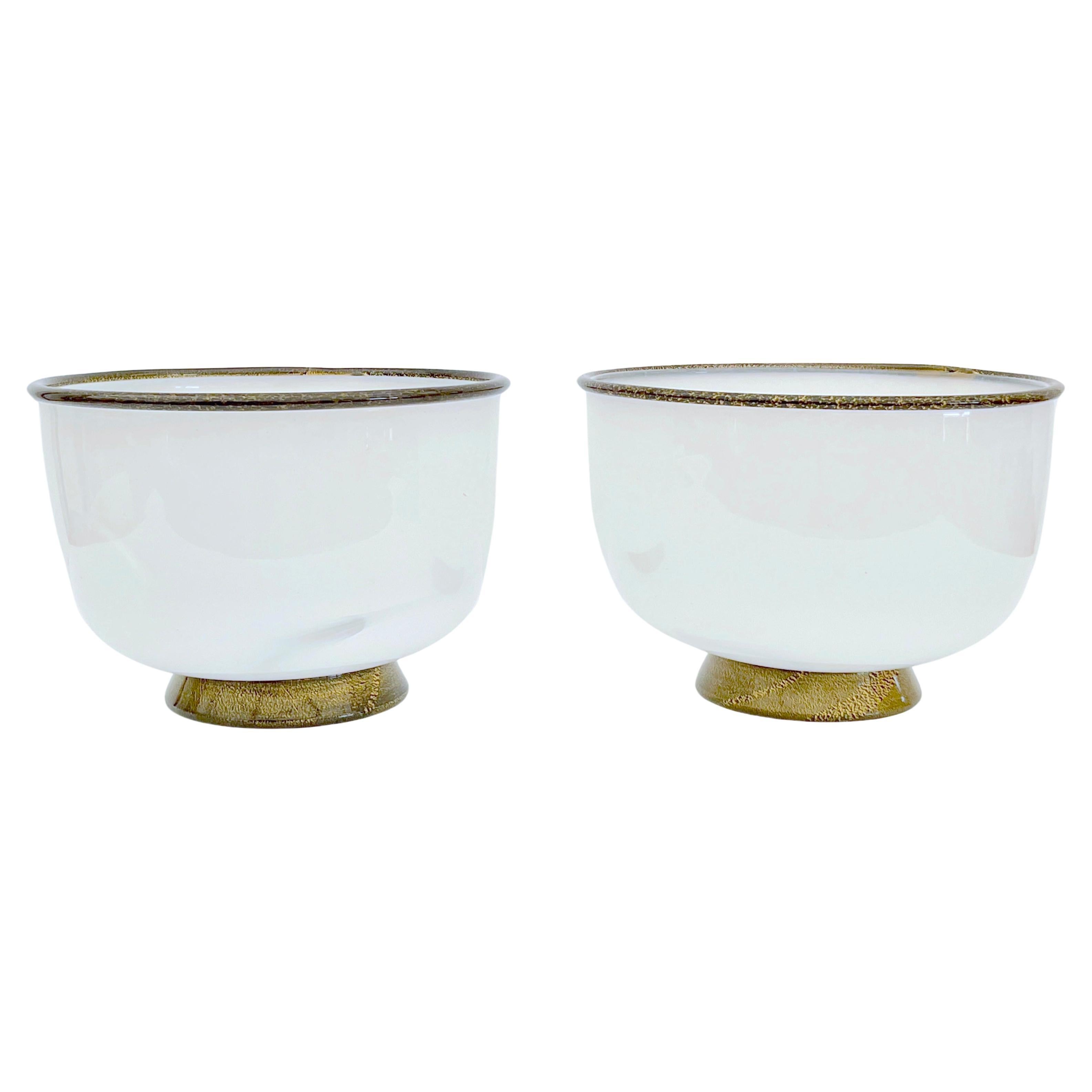 Pair Signed Barovier & Toso Murano 'Primavera' Bowls