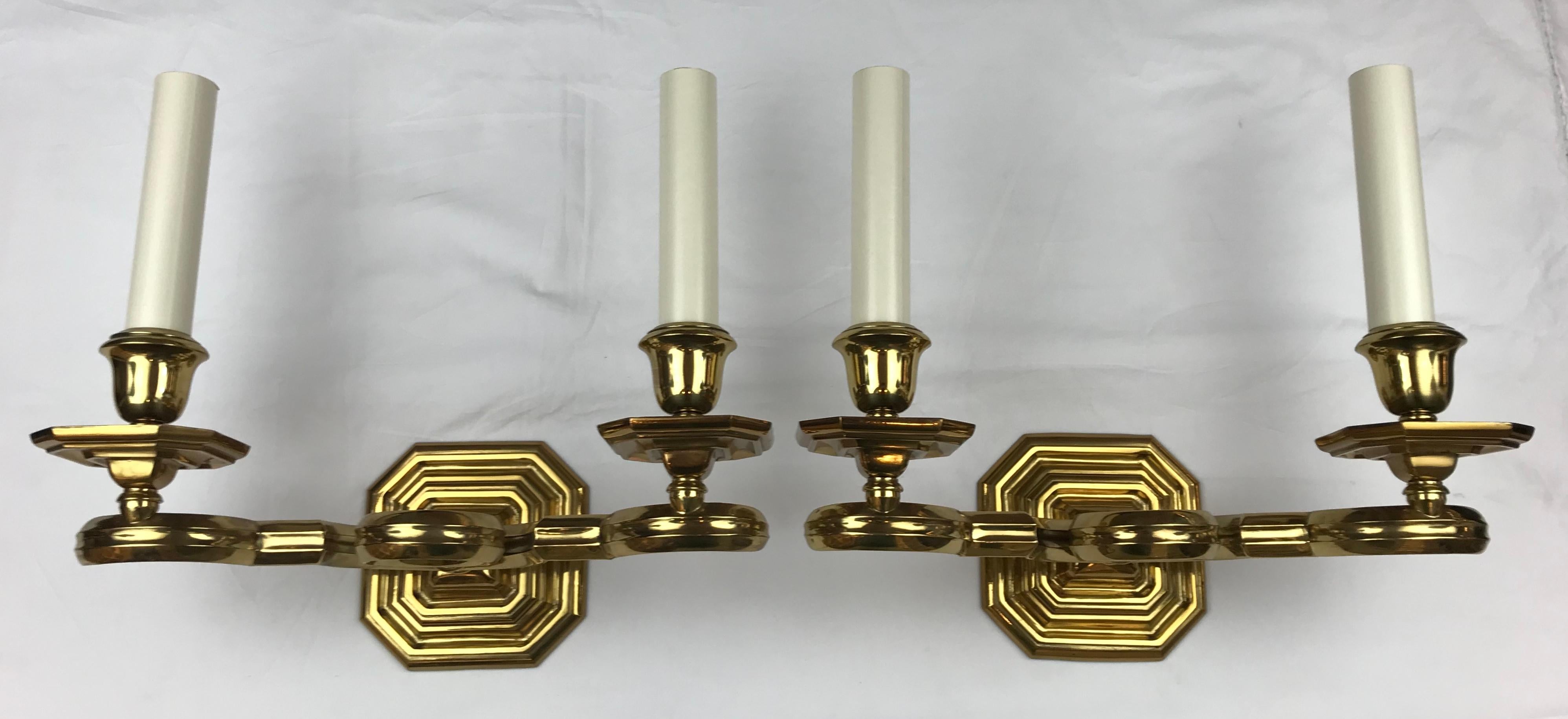 Pair Signed E. F. Caldwell Arts and Crafts  Style Patinated Bronze Sconces  For Sale 5