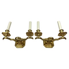 Pair Signed E. F. Caldwell Arts and Crafts  Style Patinated Bronze Sconces 