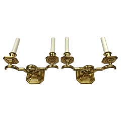 Pair Signed E. F. Caldwell Arts and Crafts Style Patinated Bronze Sconces