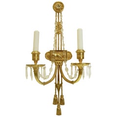 Signed E. F. Caldwell Gilt Bronze Classical Style Lion and Tassel Sconces, Pair