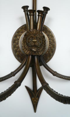 Pair Signed E F. Caldwell Neo-Classical Style Bronze Sconces
