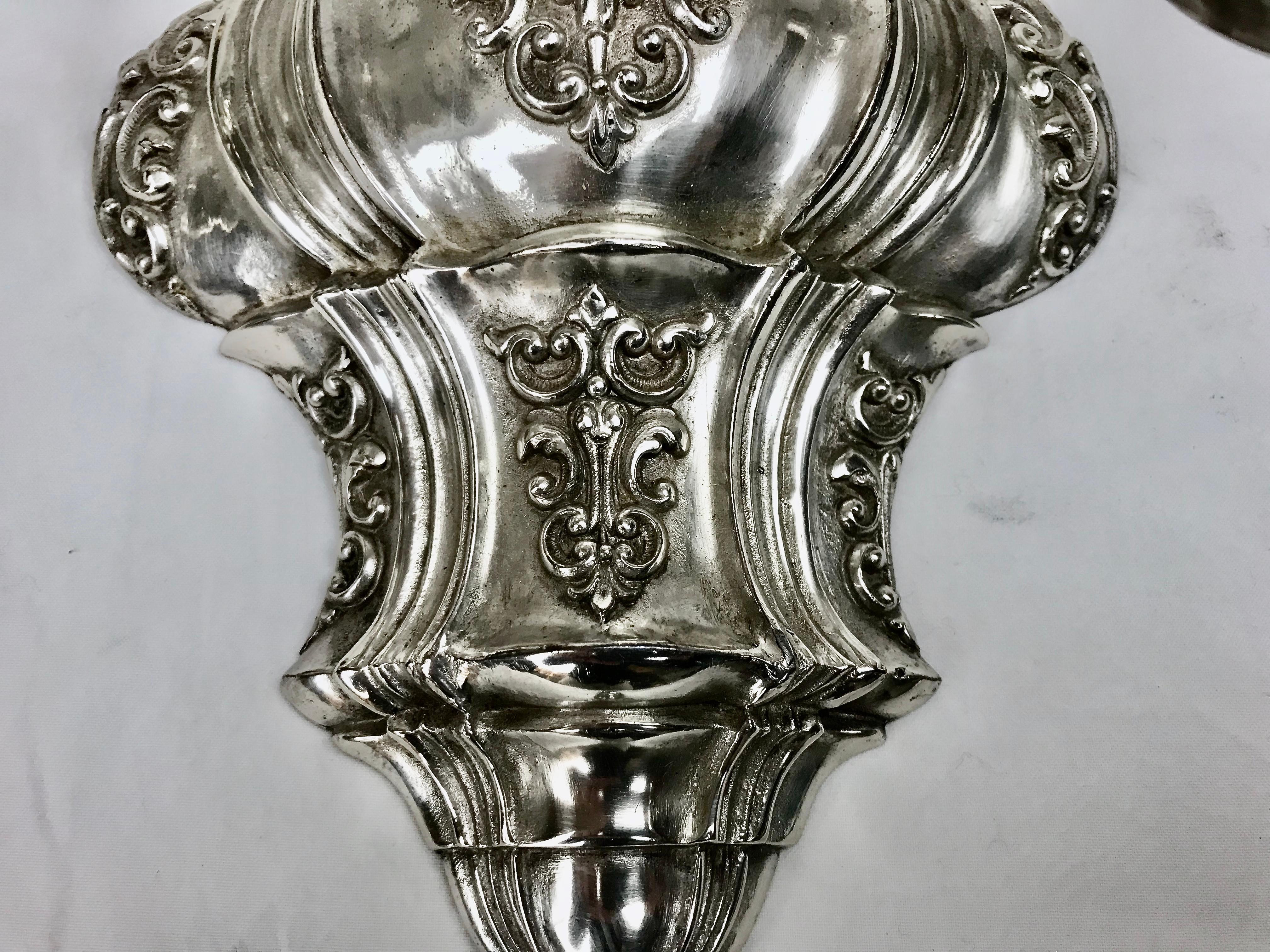 American Pair Signed E.F. Caldwell Georgian Style Sliver Sconces For Sale